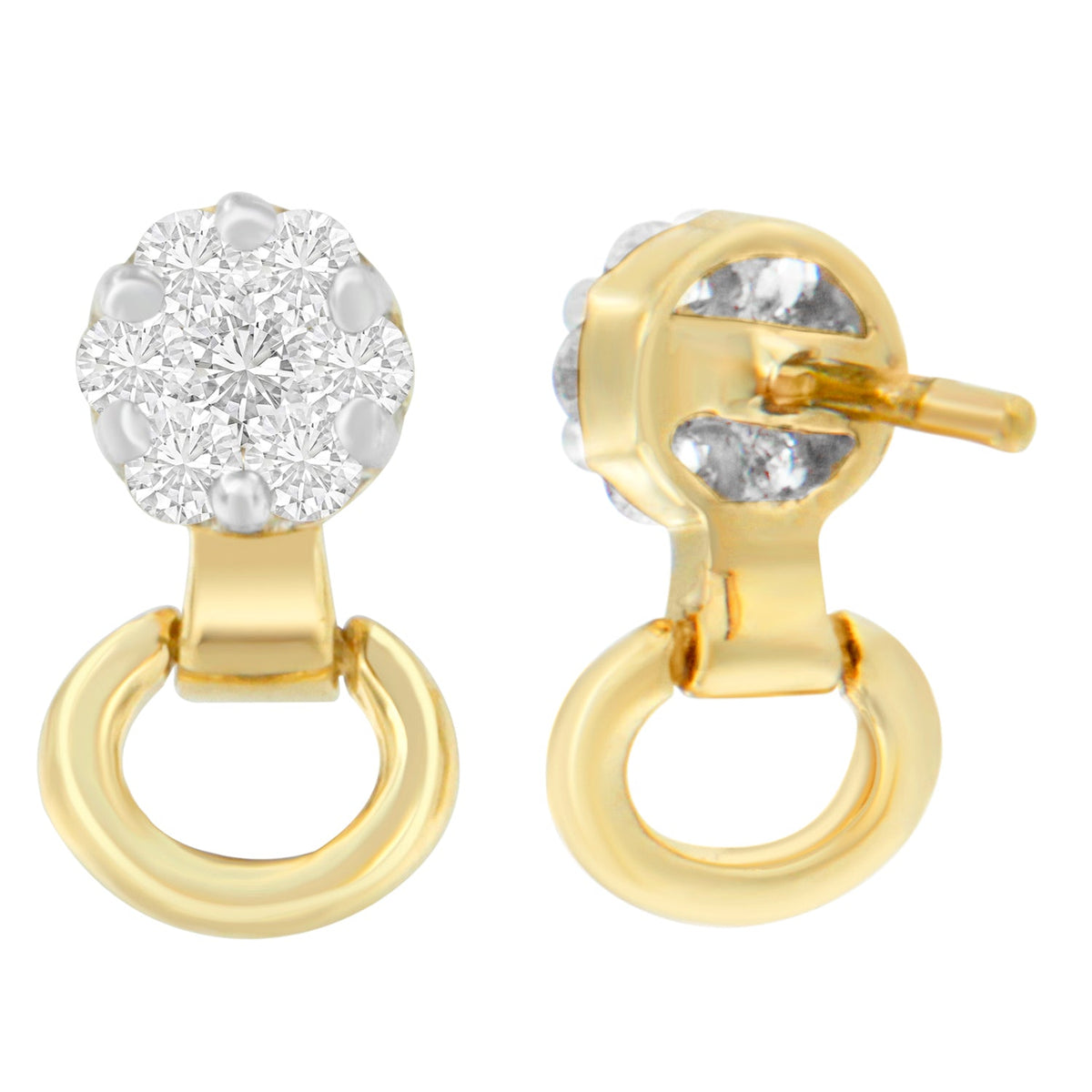 14K Yellow Gold 1/2 cttw Diamond Stud Earrings (I-J, SI1-SI2) - LinkagejewelrydesignLinkagejewelrydesign