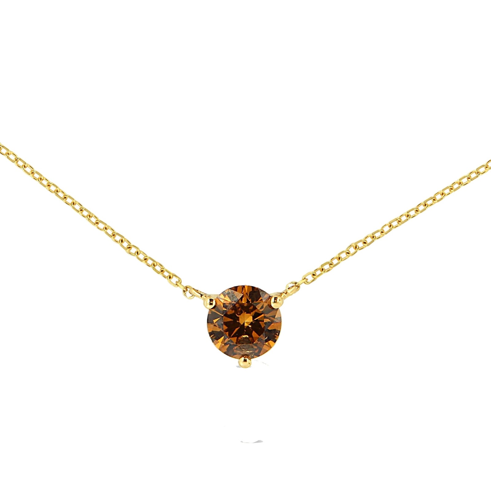 14K Yellow Gold 1/2 Cttw Martini Set Lab Grown Yellow Diamond Solitaire 18" Pendant Necklace (Yellow Color, VS2-SI1 Clarity) - LinkagejewelrydesignLinkagejewelrydesign