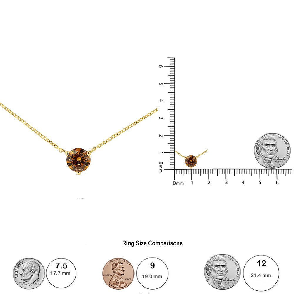 14K Yellow Gold 1/2 Cttw Martini Set Lab Grown Yellow Diamond Solitaire 18&quot; Pendant Necklace (Yellow Color, VS2-SI1 Clarity) - LinkagejewelrydesignLinkagejewelrydesign