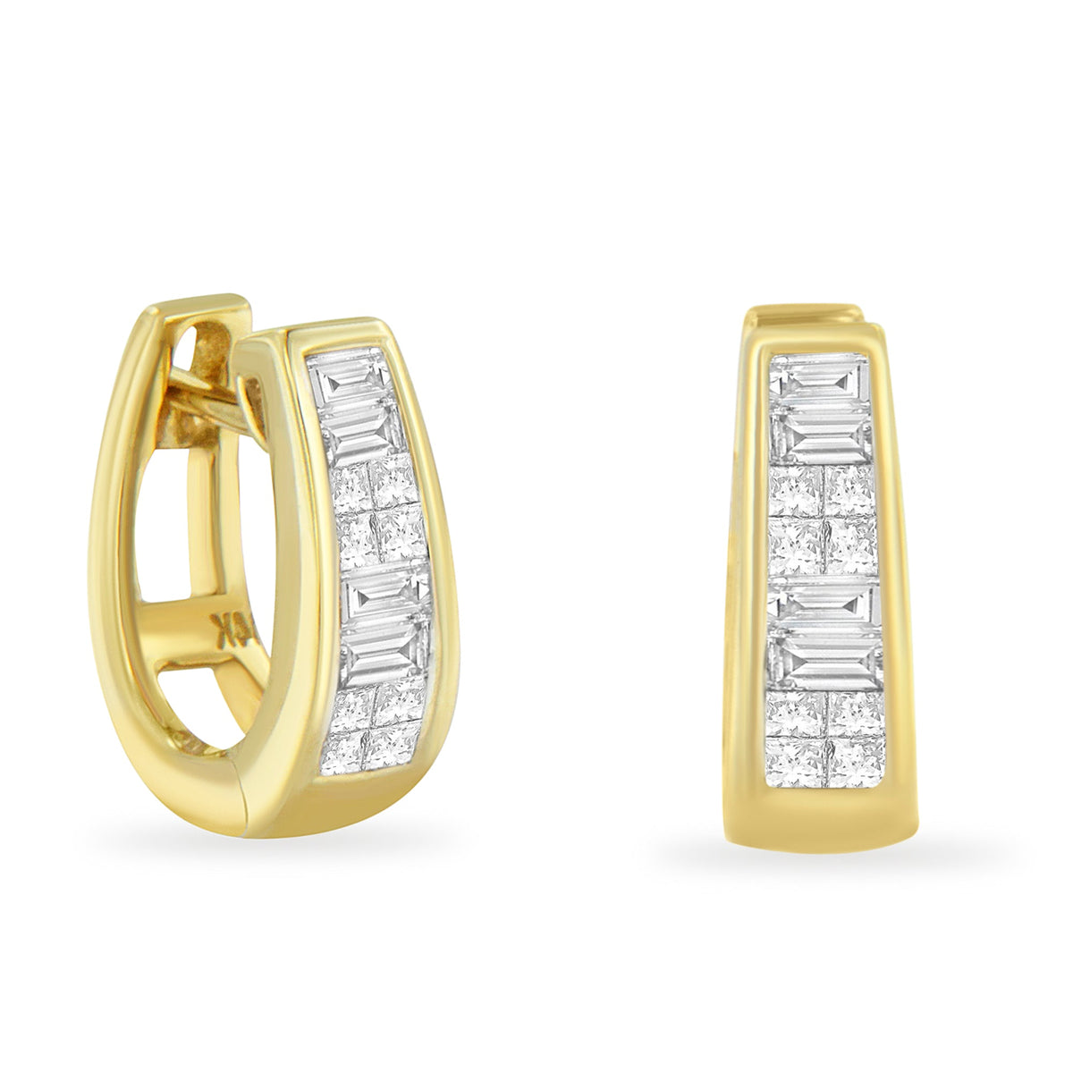 14k Yellow Gold 1/2ct TDW Princess and Baguette Diamond Earrings (I-J,VS1-VS2) - LinkagejewelrydesignLinkagejewelrydesign