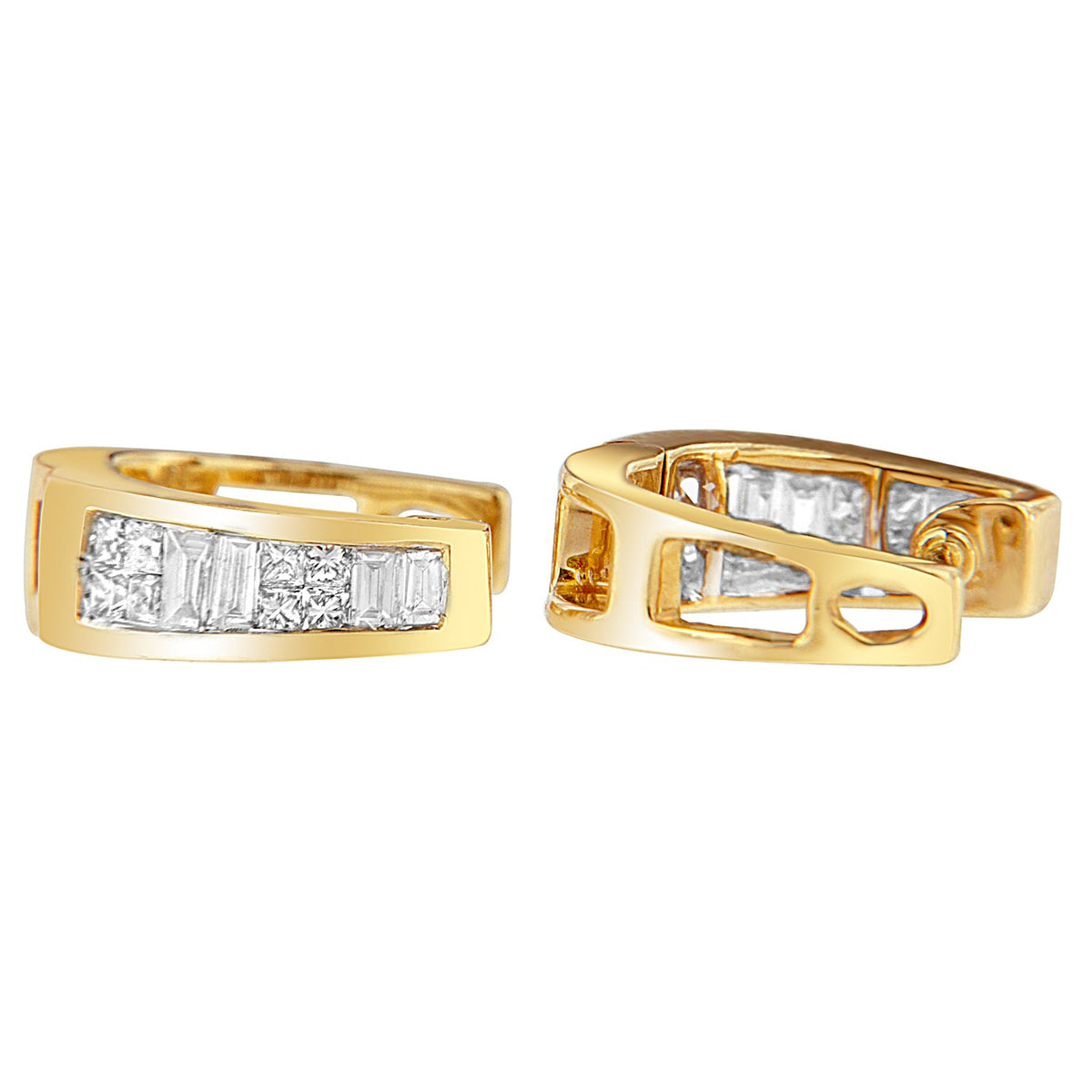 14k Yellow Gold 1/2ct TDW Princess and Baguette Diamond Earrings (I-J,VS1-VS2) - LinkagejewelrydesignLinkagejewelrydesign