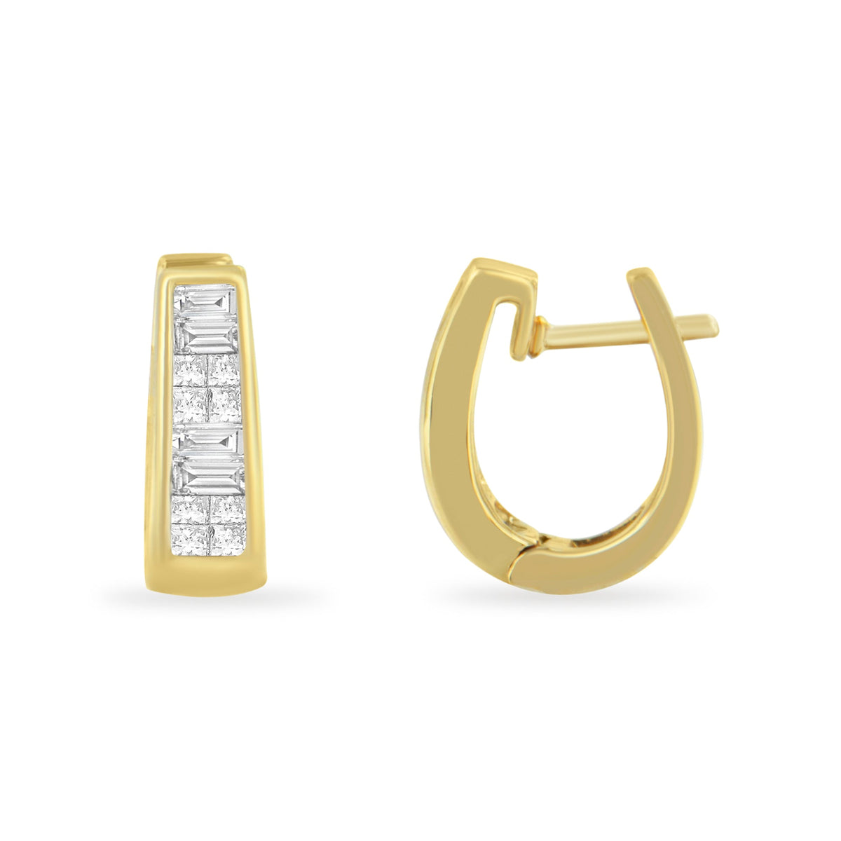 14k Yellow Gold 1/2ct TDW Princess and Baguette Diamond Earrings (I-J,VS1-VS2) - LinkagejewelrydesignLinkagejewelrydesign