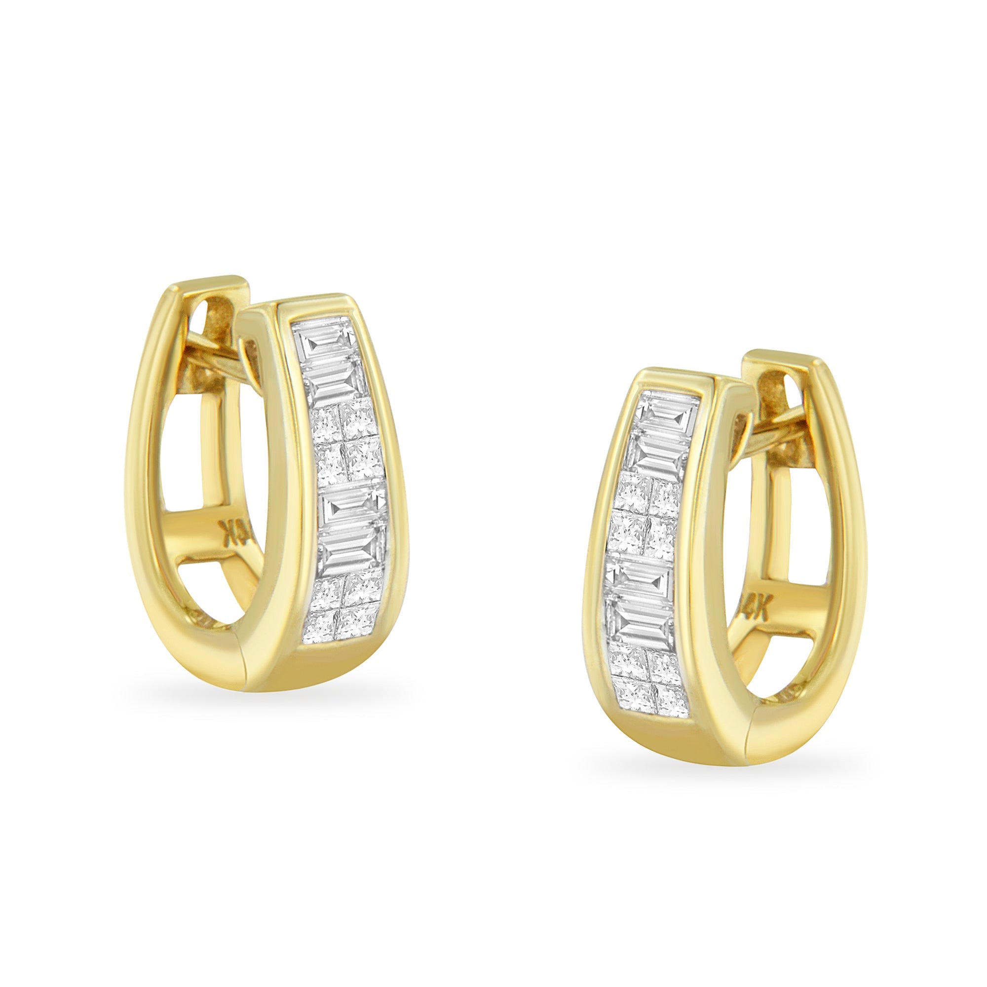 14k Yellow Gold 1/2ct TDW Princess and Baguette Diamond Earrings (I-J,VS1-VS2) - LinkagejewelrydesignLinkagejewelrydesign