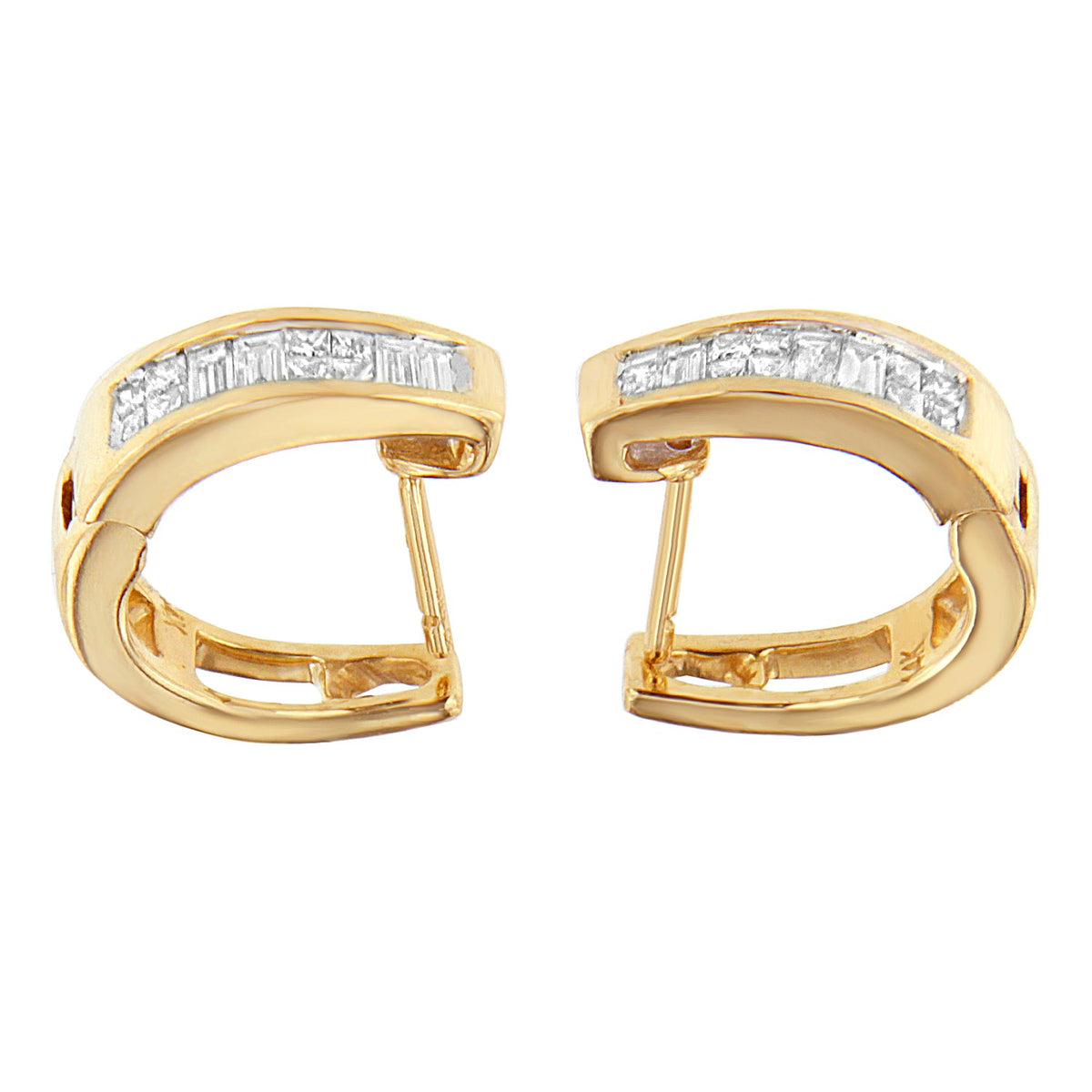 14k Yellow Gold 1/2ct TDW Princess and Baguette Diamond Earrings (I-J,VS1-VS2) - LinkagejewelrydesignLinkagejewelrydesign