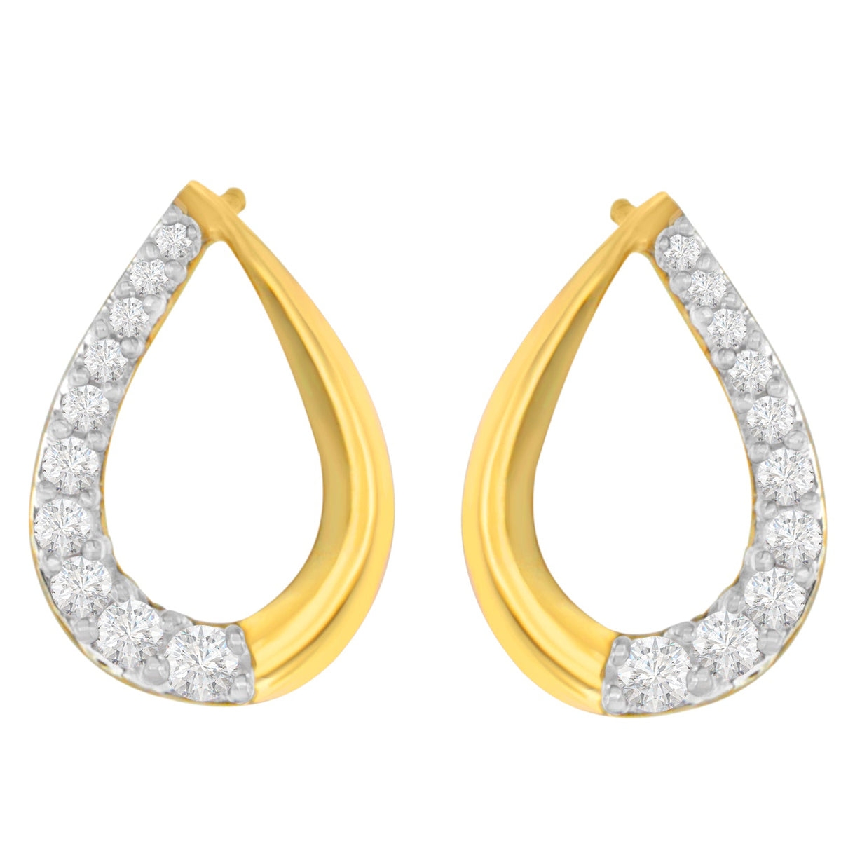 14K Yellow Gold 1/2ct. TDW Round- cut Diamond Earrings (H-I,SI1-SI2) - LinkagejewelrydesignLinkagejewelrydesign