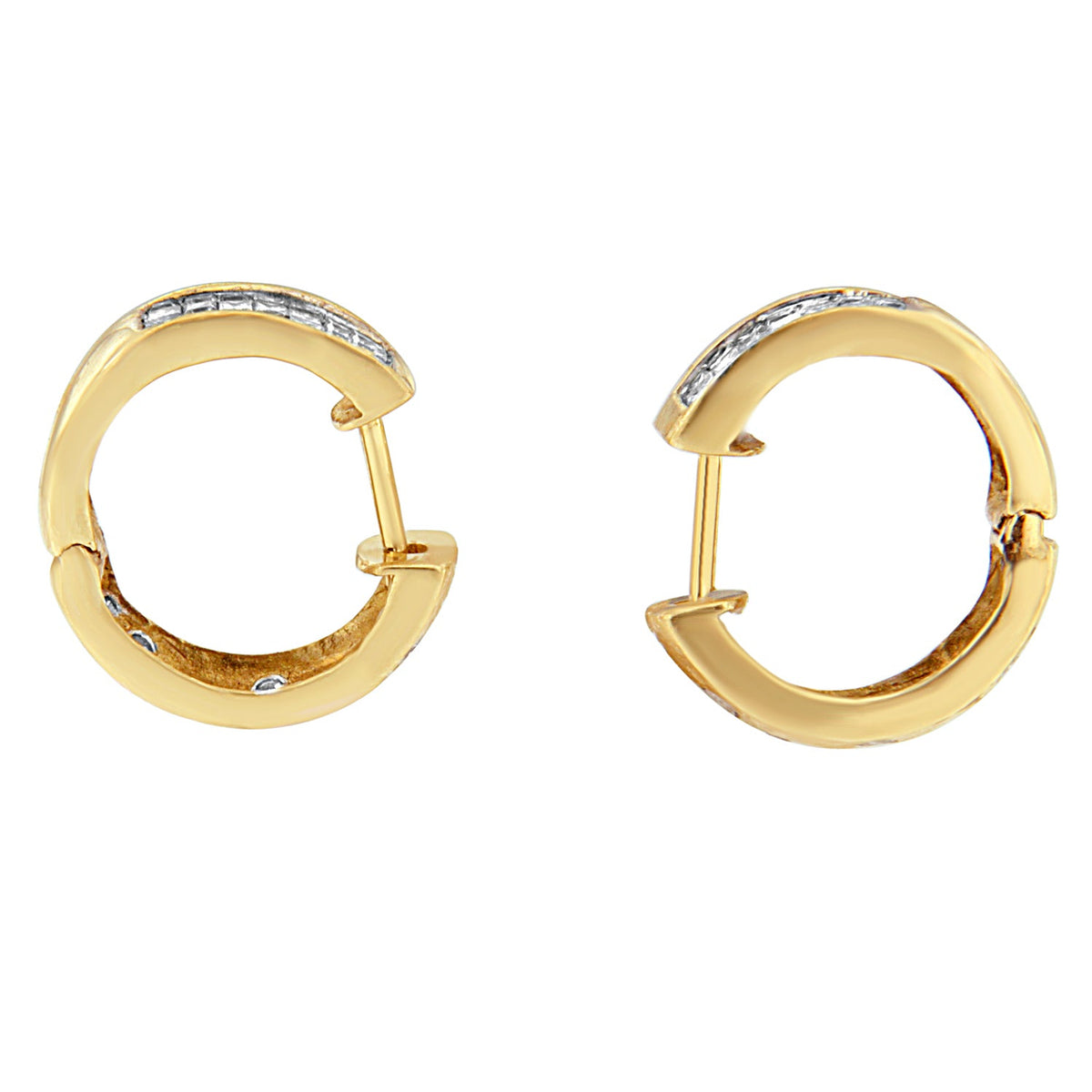 14K Yellow Gold 1/3 cttw Diamond Hoop Earrings (H-I, VS1-VS2) - LinkagejewelrydesignLinkagejewelrydesign