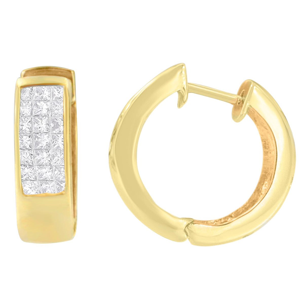 14K Yellow Gold 1/3 cttw Diamond Hoop Earrings (H-I, VS1-VS2) - LinkagejewelrydesignLinkagejewelrydesign