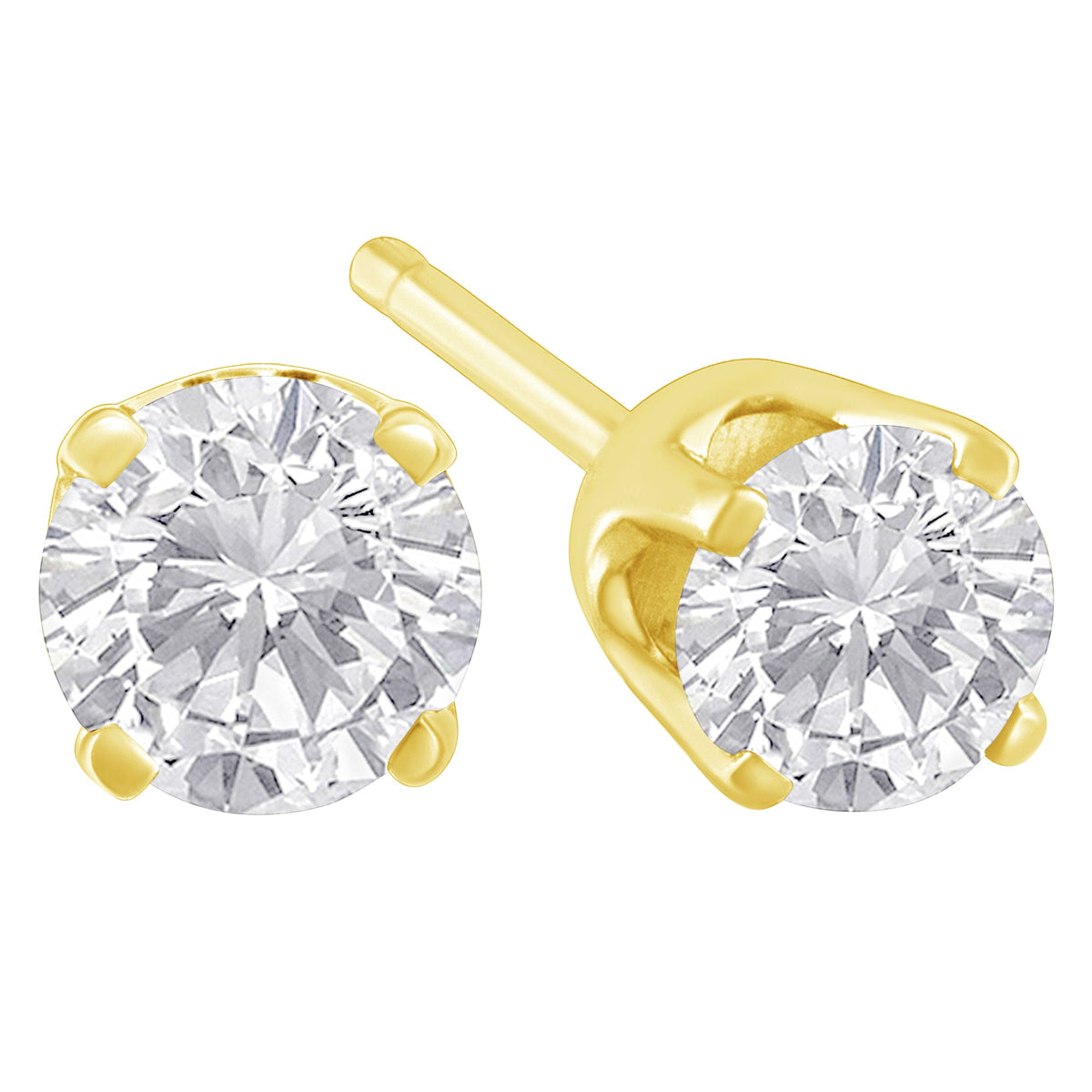14K Yellow Gold 1/3 Cttw Round Brilliant-Cut Diamond Classic 4-Prong Stud Earrings (L-M Color, I1-I2 Clarity) - LinkagejewelrydesignLinkagejewelrydesign