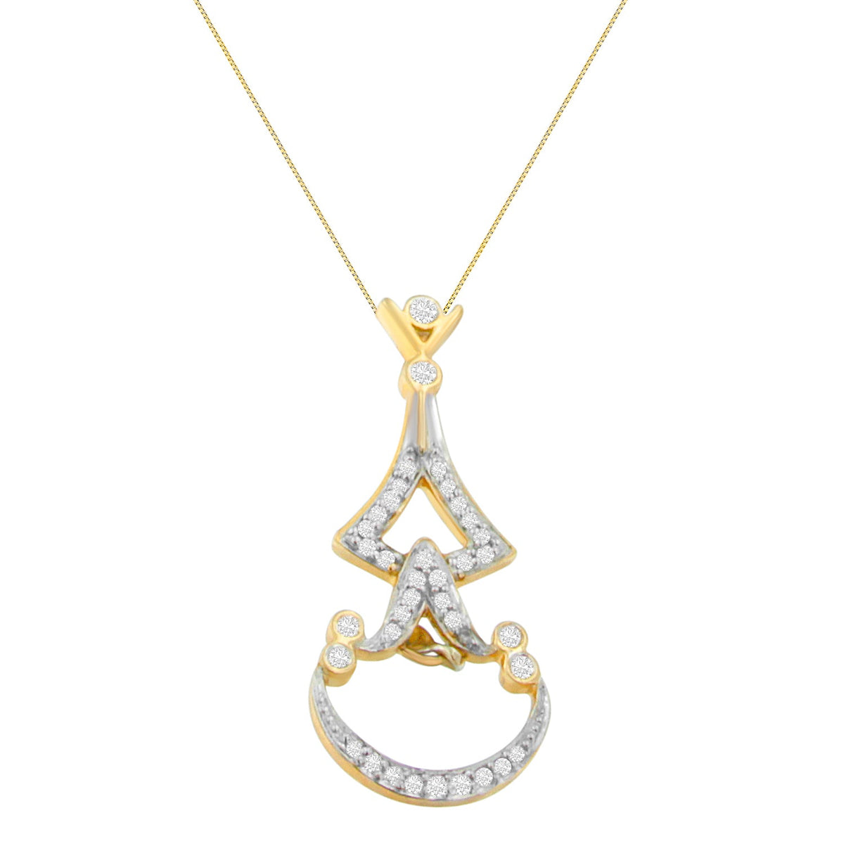 14K Yellow Gold 1/3 cttw Round Diamond Pendant Necklace (H-I, SI2-I1) - LinkagejewelrydesignLinkagejewelrydesign