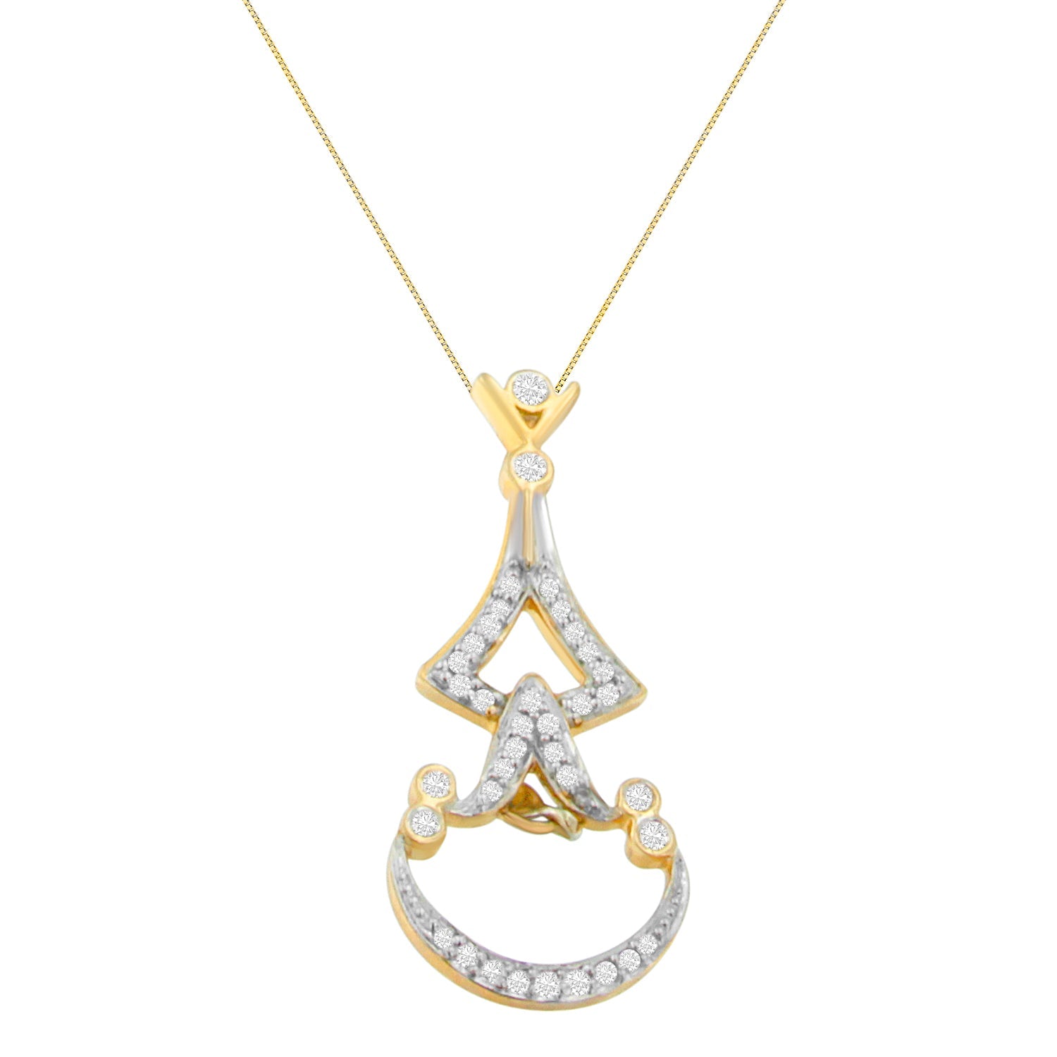 14K Yellow Gold 1/3 cttw Round Diamond Pendant Necklace (H-I, SI2-I1) - LinkagejewelrydesignLinkagejewelrydesign