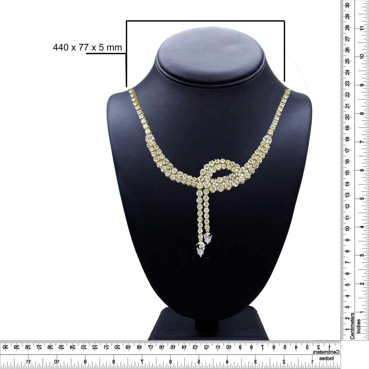 14k Yellow Gold 17.0 Cttw Diamond Double Row Lariat 18&quot; Inch Tennis Necklace with Pear Shape Diamond Drop Tips (I-J Color, VS2-SI1 Clarity) - LinkagejewelrydesignLinkagejewelrydesign