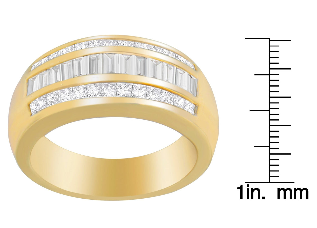 14K Yellow Gold 1ct. TDW Princess and Baguette-Cut Diamond Ring(H-I, SI1-SI2) - LinkagejewelrydesignLinkagejewelrydesign