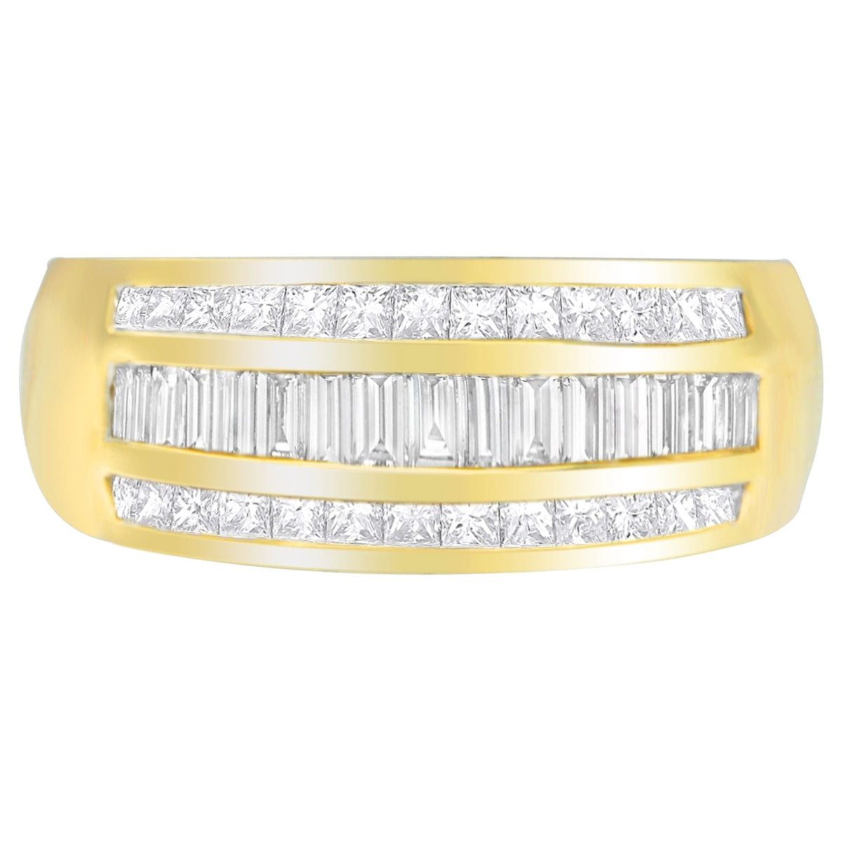 14K Yellow Gold 1ct. TDW Princess and Baguette-Cut Diamond Ring(H-I, SI1-SI2) - LinkagejewelrydesignLinkagejewelrydesign