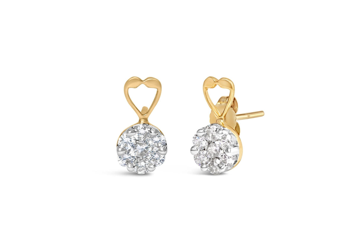 14K Yellow Gold 1ct. TDW Round-cut Diamond Earrings (I-J,SI2-I1) - LinkagejewelrydesignLinkagejewelrydesign