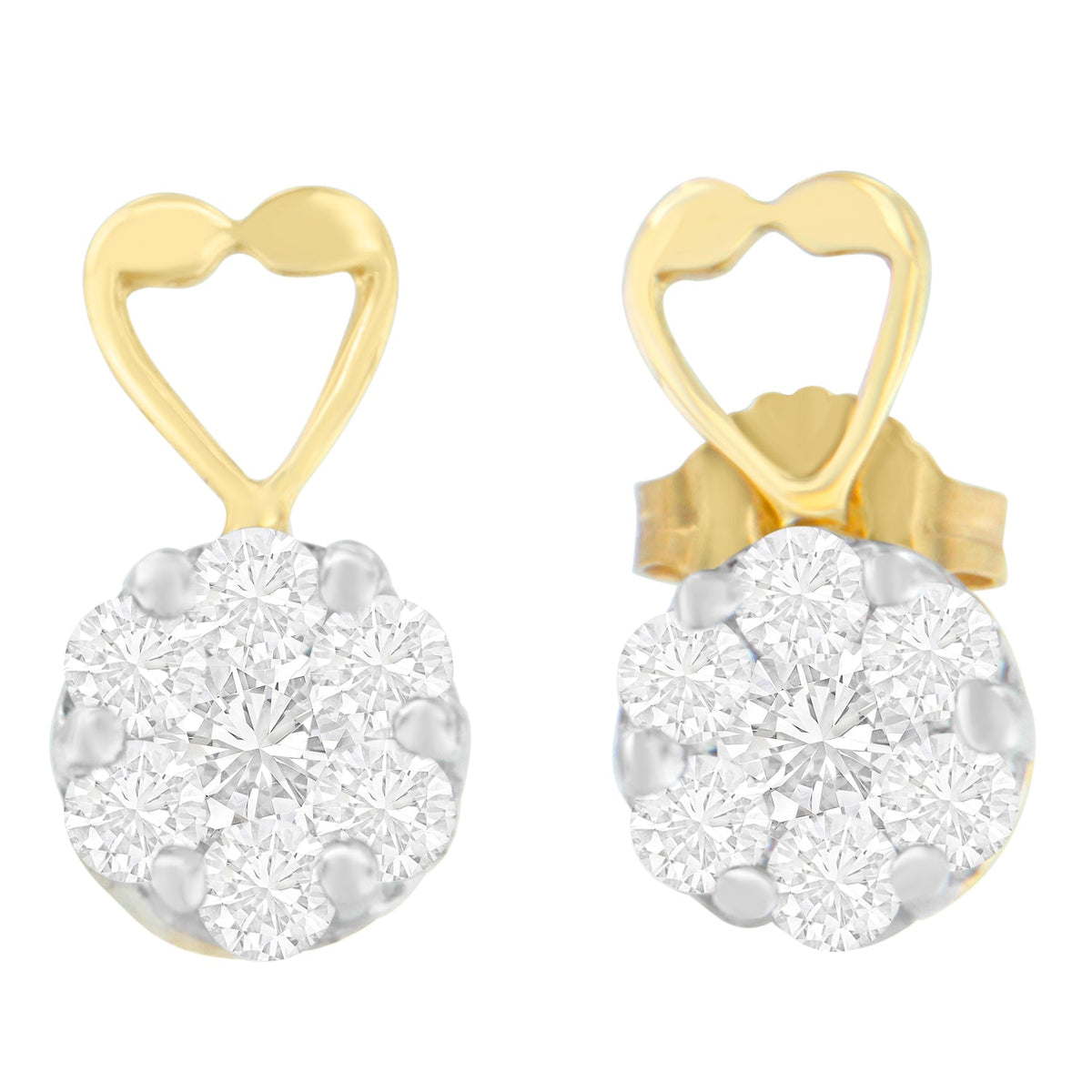 14K Yellow Gold 1ct. TDW Round-cut Diamond Earrings (I-J,SI2-I1) - LinkagejewelrydesignLinkagejewelrydesign