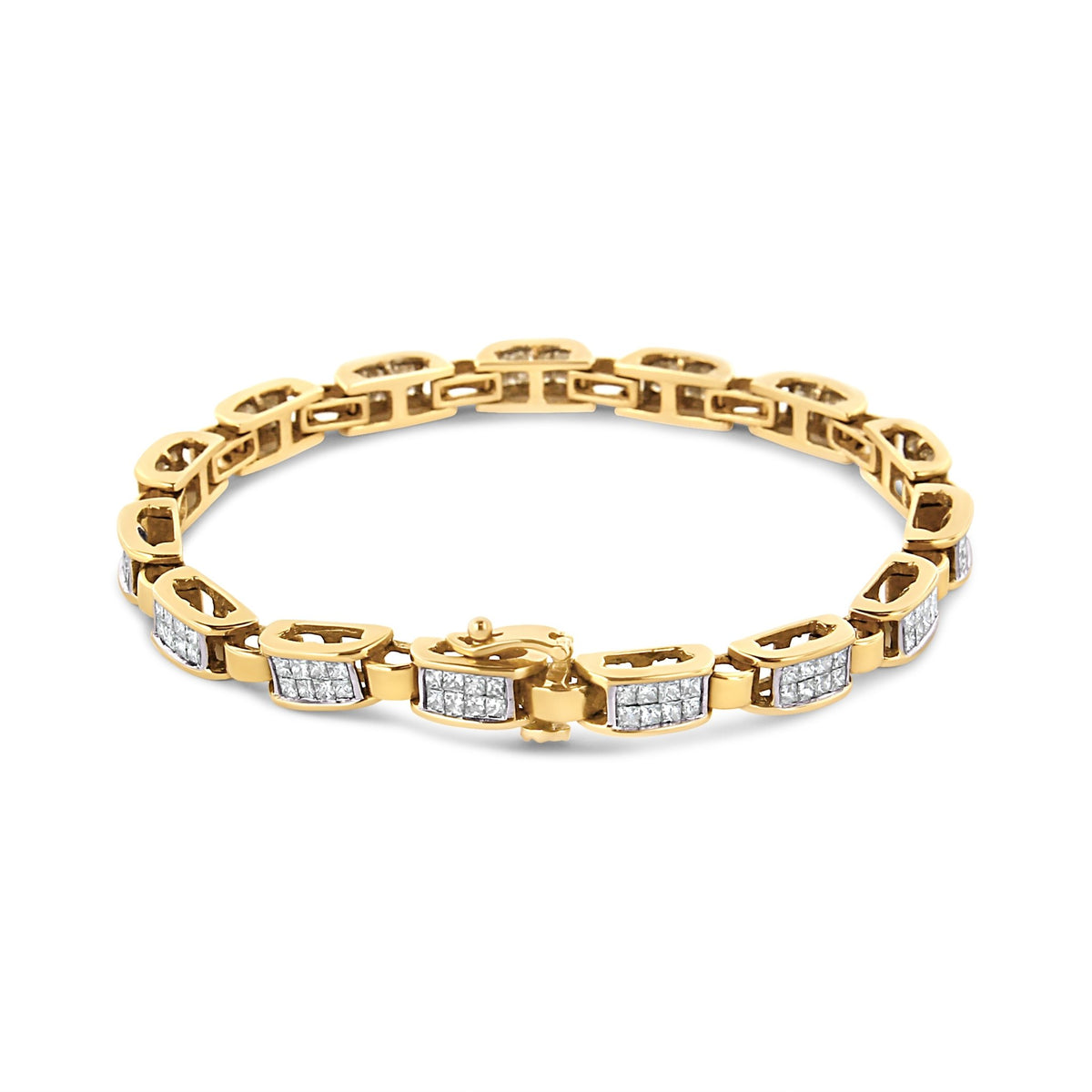 14K Yellow Gold 2 1/2 Cttw Princess-Cut Diamond Link Tennis Bracelet (H-I Color, SI2-I1 Clarity) - 7.25&quot; - LinkagejewelrydesignLinkagejewelrydesign