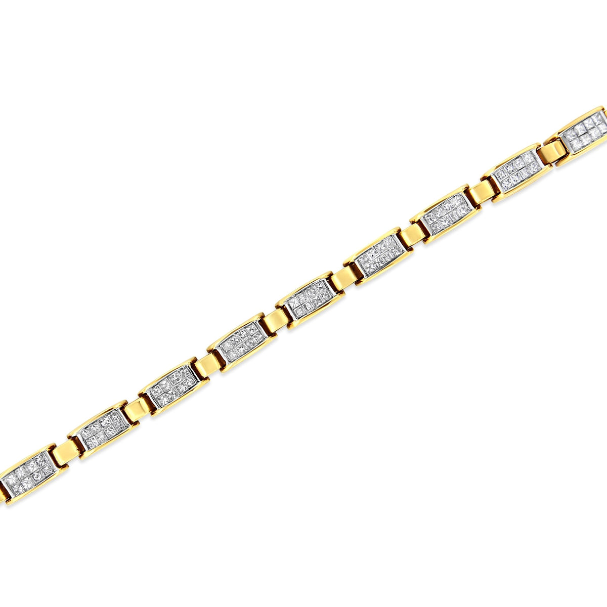14K Yellow Gold 2 1/2 Cttw Princess-Cut Diamond Link Tennis Bracelet (H-I Color, SI2-I1 Clarity) - 7.25&quot; - LinkagejewelrydesignLinkagejewelrydesign