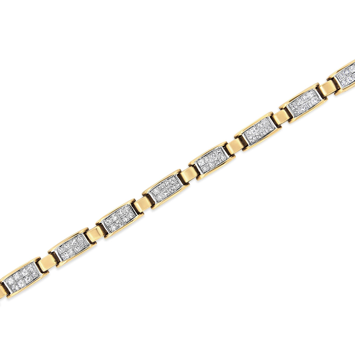 14K Yellow Gold 2 1/2 Cttw Princess-Cut Diamond Link Tennis Bracelet (H-I Color, SI2-I1 Clarity) - 7.25&quot; - LinkagejewelrydesignLinkagejewelrydesign