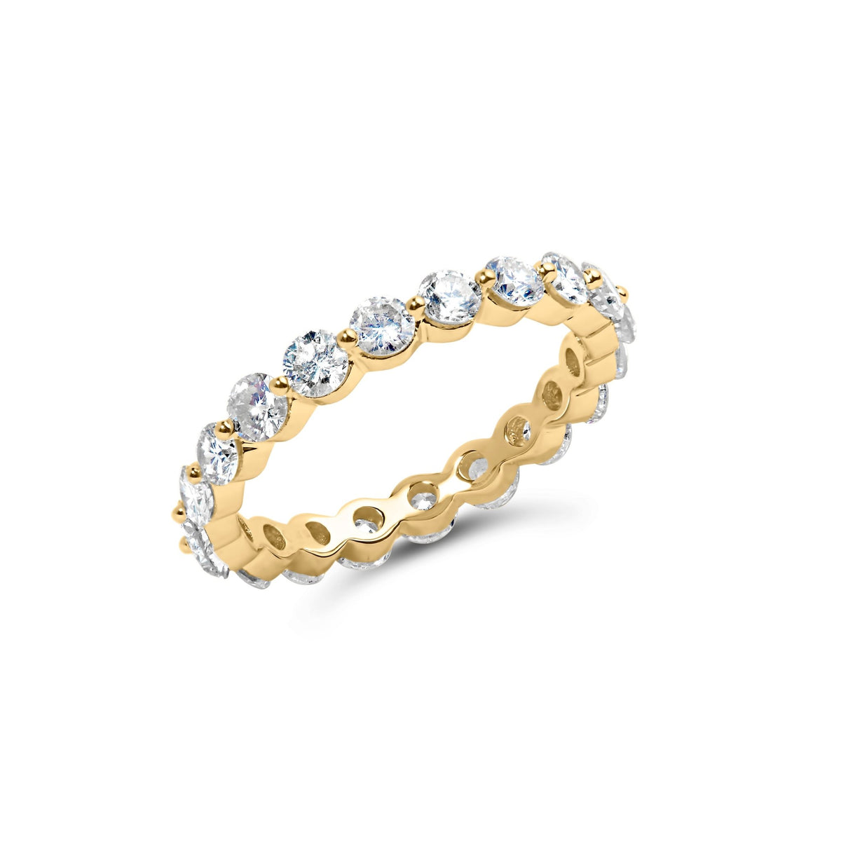 14K Yellow Gold 2.0 Cttw 2 Prong Set Diamond Eternity Band Ring (SI1-SI2 Clarity, I-J Color) - Ring Size 7 - LinkagejewelrydesignLinkagejewelrydesign