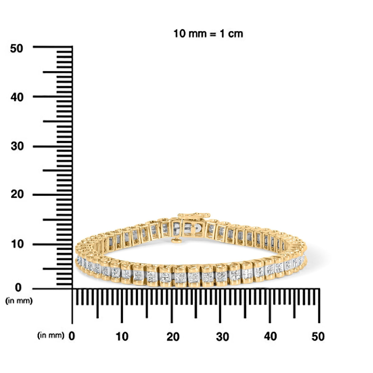 14K Yellow Gold 2.00 Cttw Princess-Cut Diamond Classic Link 7&quot; Bracelet (I-J Color, I1-I2 Clarity) - LinkagejewelrydesignLinkagejewelrydesign