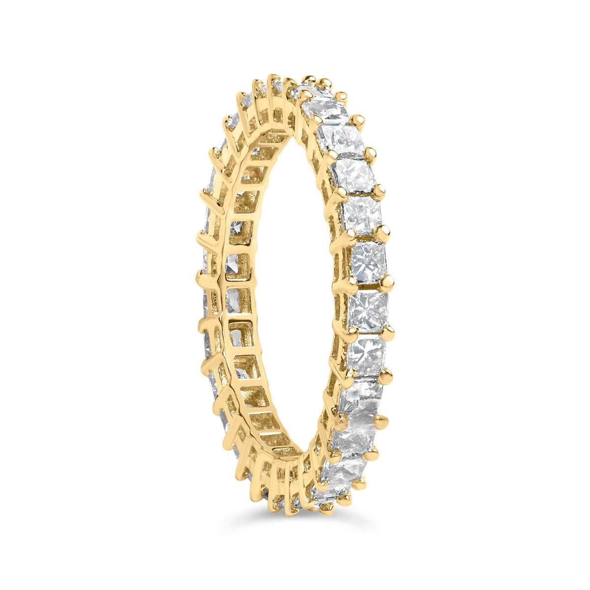 14K Yellow Gold 2.00 Cttw Shared Prong Set Princess Cut Diamond Eternity Band Ring (J-K Color, SI1-SI2 Clarity) - Ring Size 7 - LinkagejewelrydesignLinkagejewelrydesign