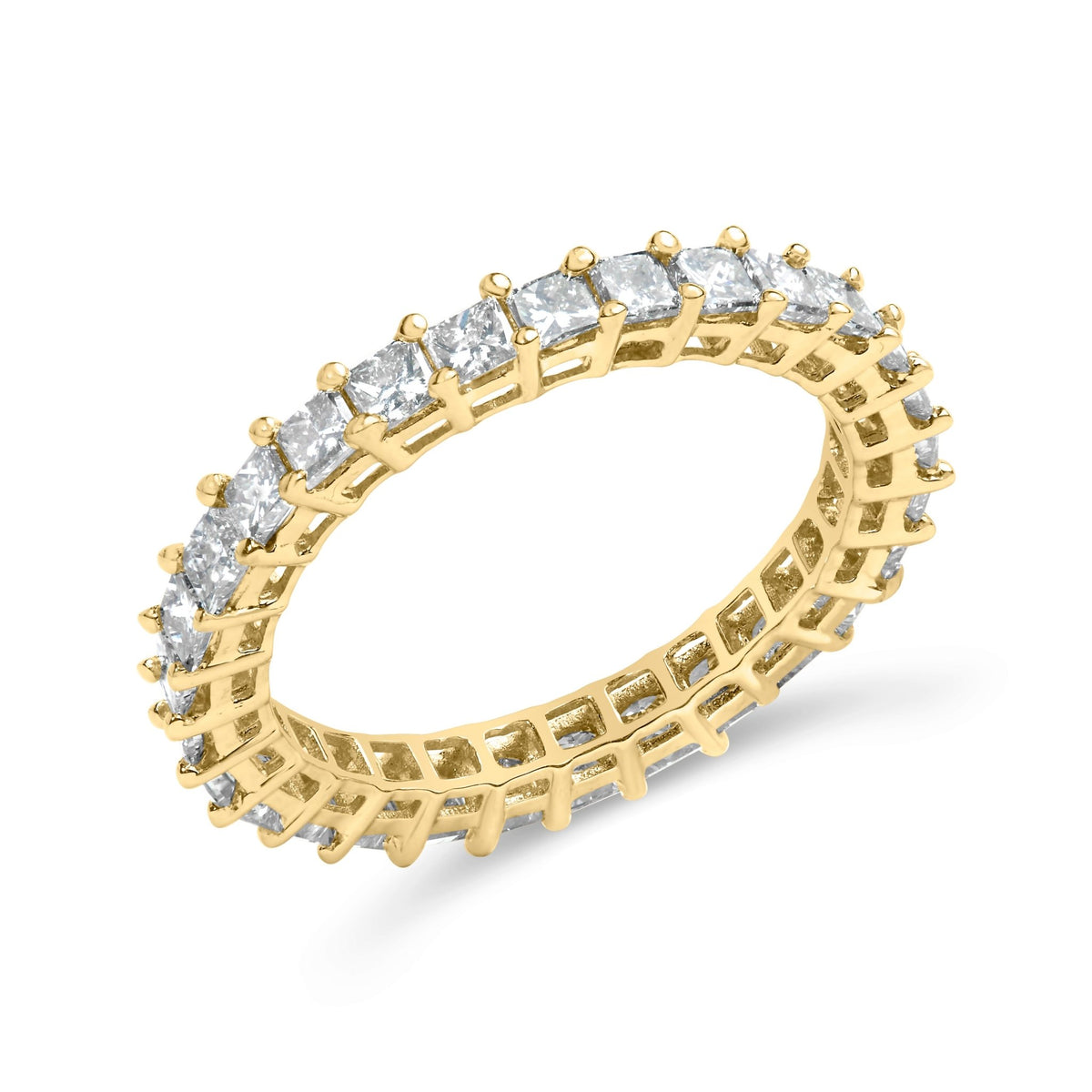 14K Yellow Gold 2.00 Cttw Shared Prong Set Princess Cut Diamond Eternity Band Ring (J-K Color, SI1-SI2 Clarity) - Ring Size 7 - LinkagejewelrydesignLinkagejewelrydesign