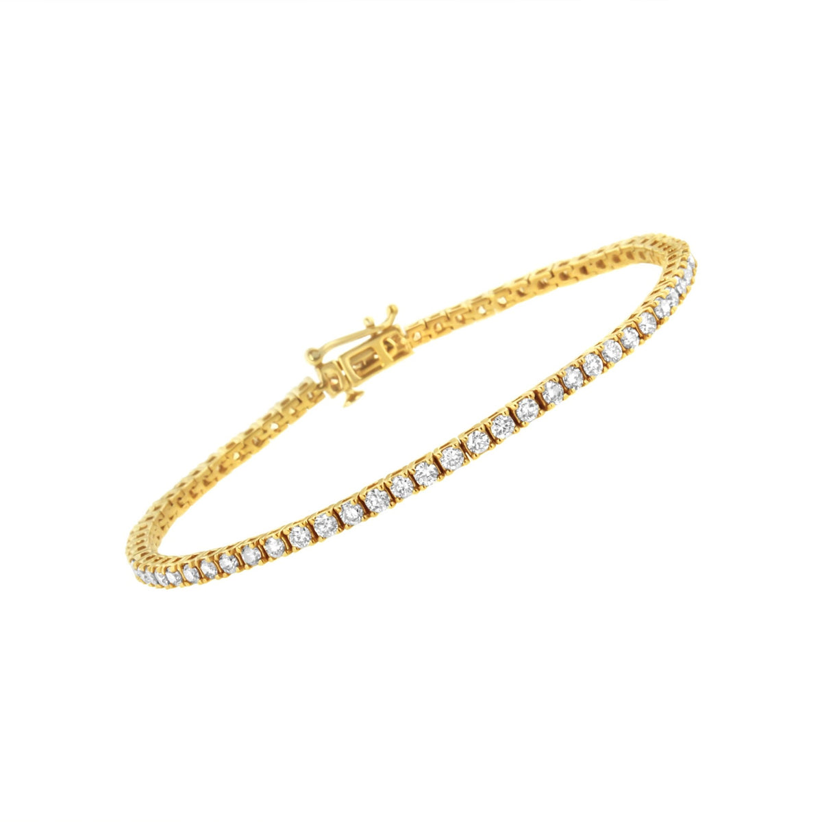 14K Yellow Gold 3.0 Cttw 4 Prong Set Round Brilliant Cut Diamond Classic Tennis Bracelet ( J-K Color, VVS2-VS1 Clarity) - 7.25 &quot; Inches - LinkagejewelrydesignLinkagejewelrydesign