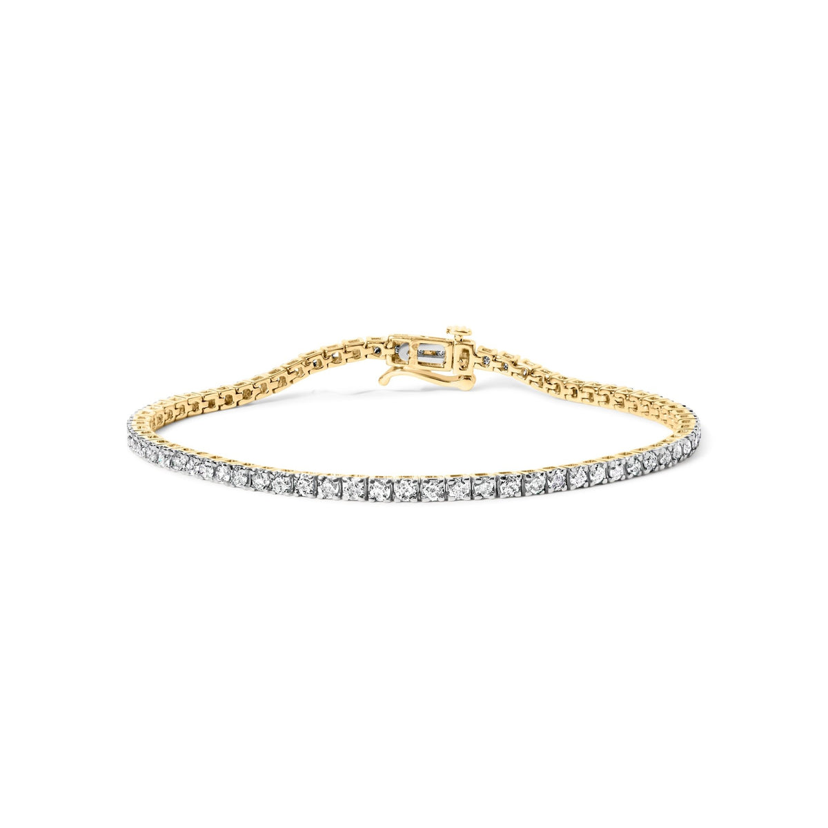 14K Yellow Gold 3.0 Cttw 4 Prong Set Round Brilliant Cut Diamond Classic Tennis Bracelet ( J-K Color, VVS2-VS1 Clarity) - 7.25 &quot; Inches - LinkagejewelrydesignLinkagejewelrydesign