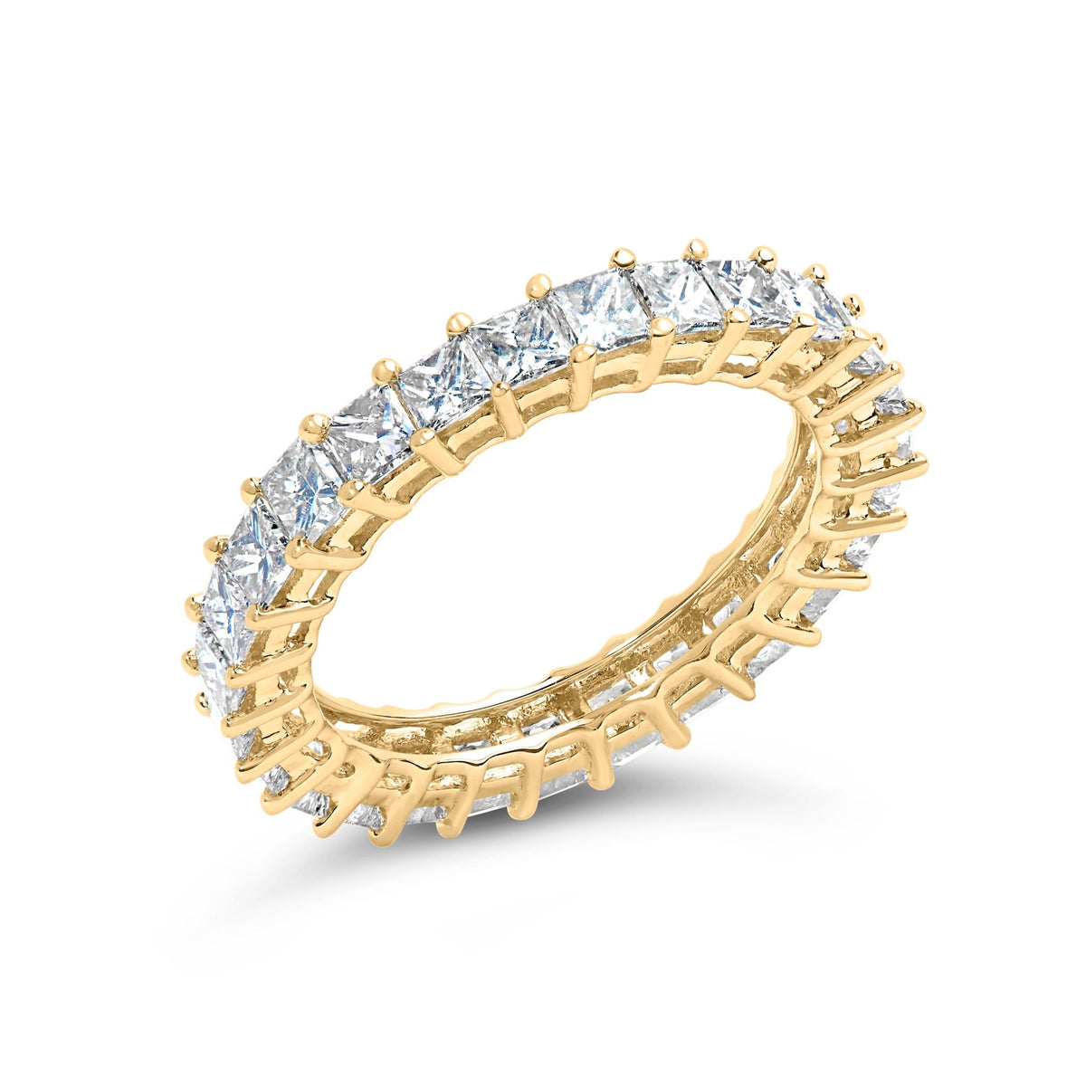 14K Yellow Gold 3.0 Cttw Shared Prong-Set Princess-cut Diamond Eternity Band Ring (H-I Color, SI1-SI2 Clarity) - Ring Size 7 - LinkagejewelrydesignLinkagejewelrydesign
