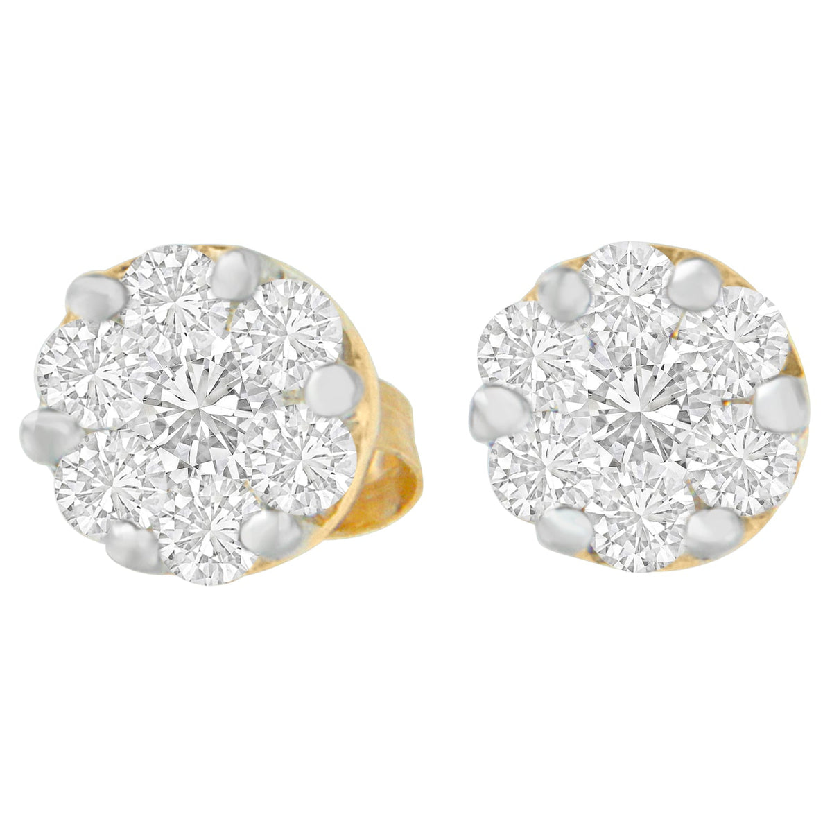 14K Yellow Gold 3/4 cttw Round Cut Diamond Stud Earring (I-J, SI2-I1) - LinkagejewelrydesignLinkagejewelrydesign