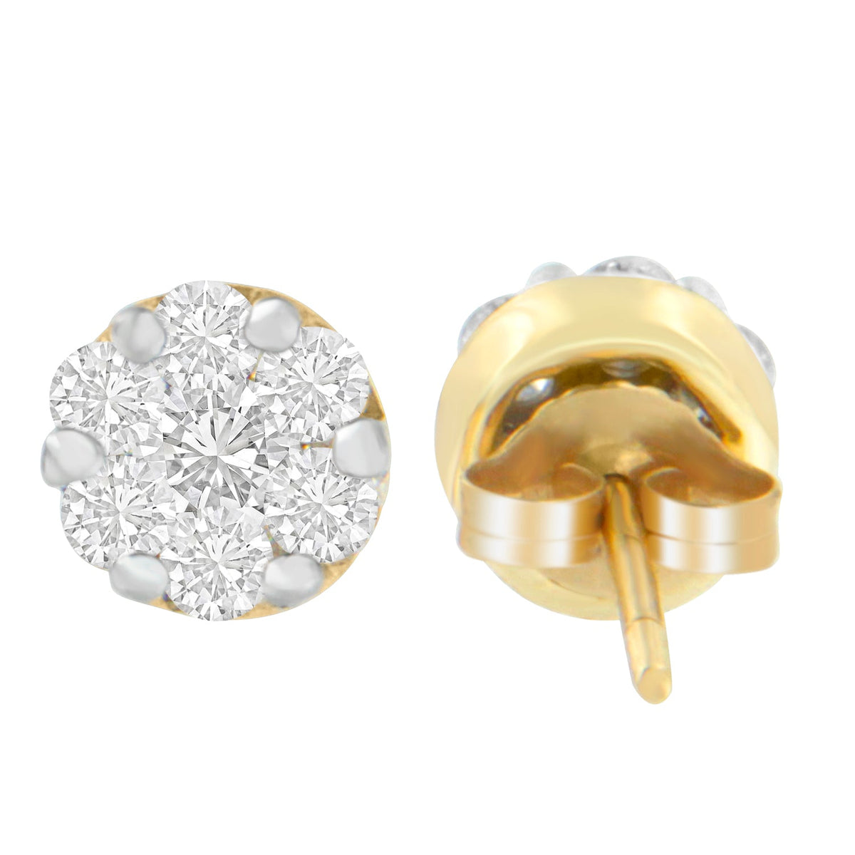 14K Yellow Gold 3/4 cttw Round Cut Diamond Stud Earring (I-J, SI2-I1) - LinkagejewelrydesignLinkagejewelrydesign