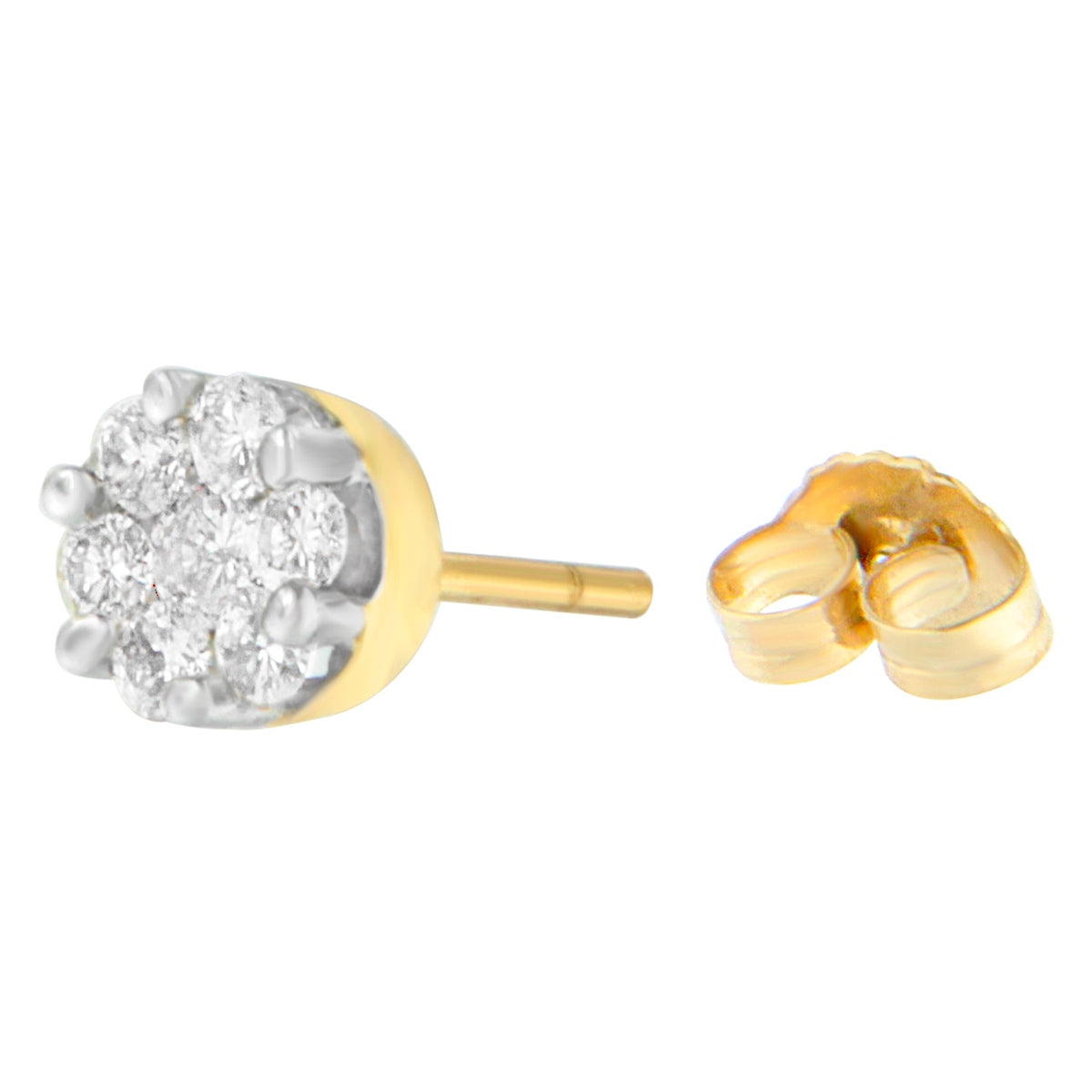 14K Yellow Gold 3/4 cttw Round Cut Diamond Stud Earring (I-J, SI2-I1) - LinkagejewelrydesignLinkagejewelrydesign