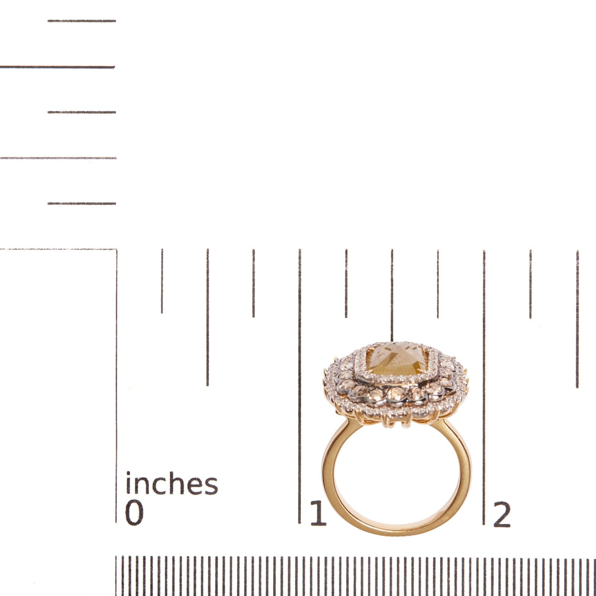 14K Yellow Gold 4 1/4 Cttw Rose Cut Emerald Diamond Triple Halo Cocktail Ring (Fancy Color, I1-I2 Clarity) - Size 7 - LinkagejewelrydesignLinkagejewelrydesign