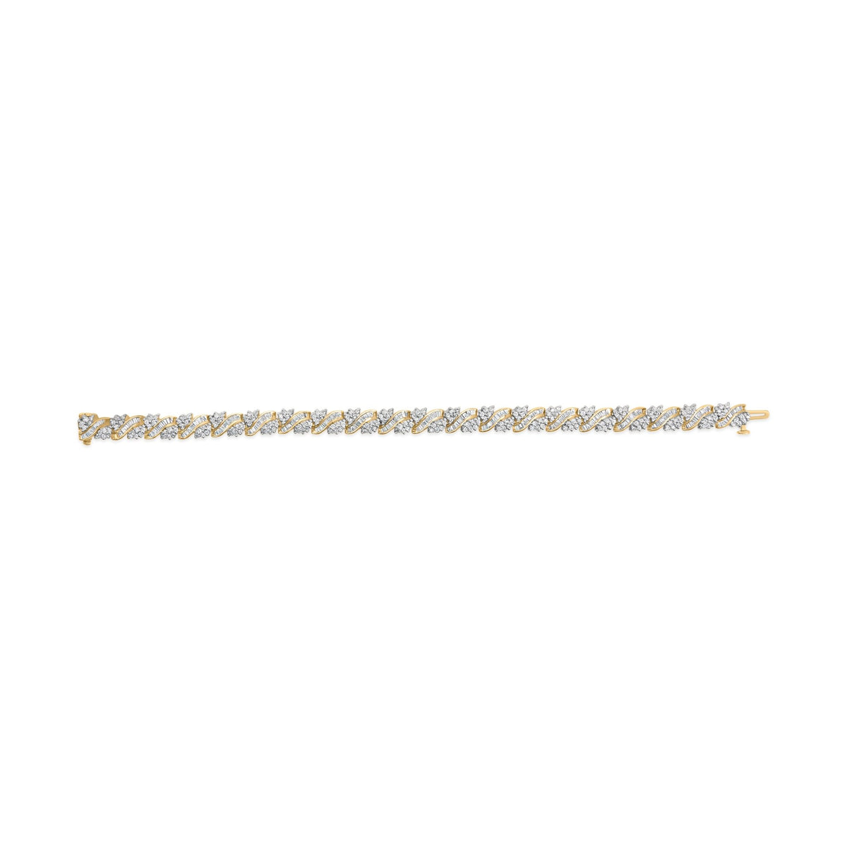 14K Yellow Gold 4.00 Cttw Diamond Woven Composite Cluster and S-Link Bracelet (I-J Color, I1-I2 Clarity) - 7&quot; Inches - LinkagejewelrydesignLinkagejewelrydesign