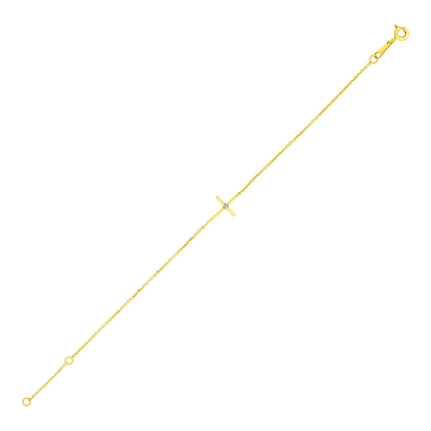 14k Yellow Gold 5 1/2 inch Childrens Bracelet with Cross - LinkagejewelrydesignLinkagejewelrydesign