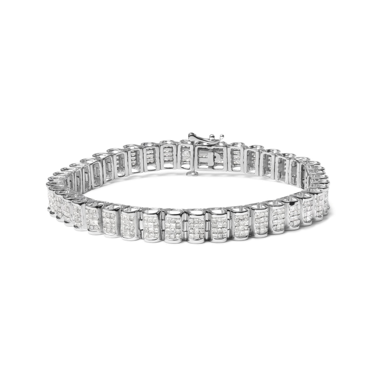 14K Yellow Gold 5.0 Cttw Invisible Set Princess-cut Diamond Buckle Link Tennis Bracelet (H-I Color, SI2-I1 Clarity) - Size 7.25&quot; - LinkagejewelrydesignLinkagejewelrydesign