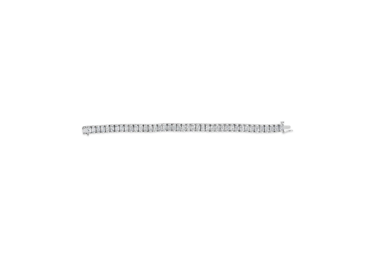 14K Yellow Gold 5.0 Cttw Invisible Set Princess-cut Diamond Buckle Link Tennis Bracelet (H-I Color, SI2-I1 Clarity) - Size 7.25&quot; - LinkagejewelrydesignLinkagejewelrydesign