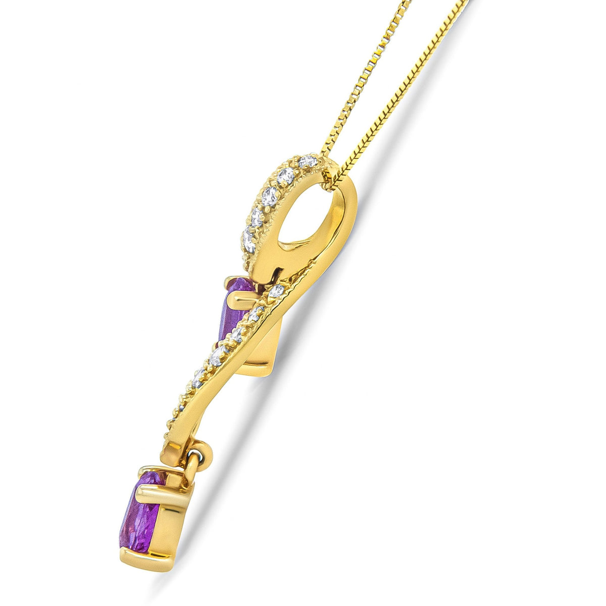 14K Yellow Gold 6x4mm Oval Pink Sapphire and 1/5 Cttw Round Diamond Pendant Necklace - (H-I Color, SI1-SI2 Clarity) - LinkagejewelrydesignLinkagejewelrydesign