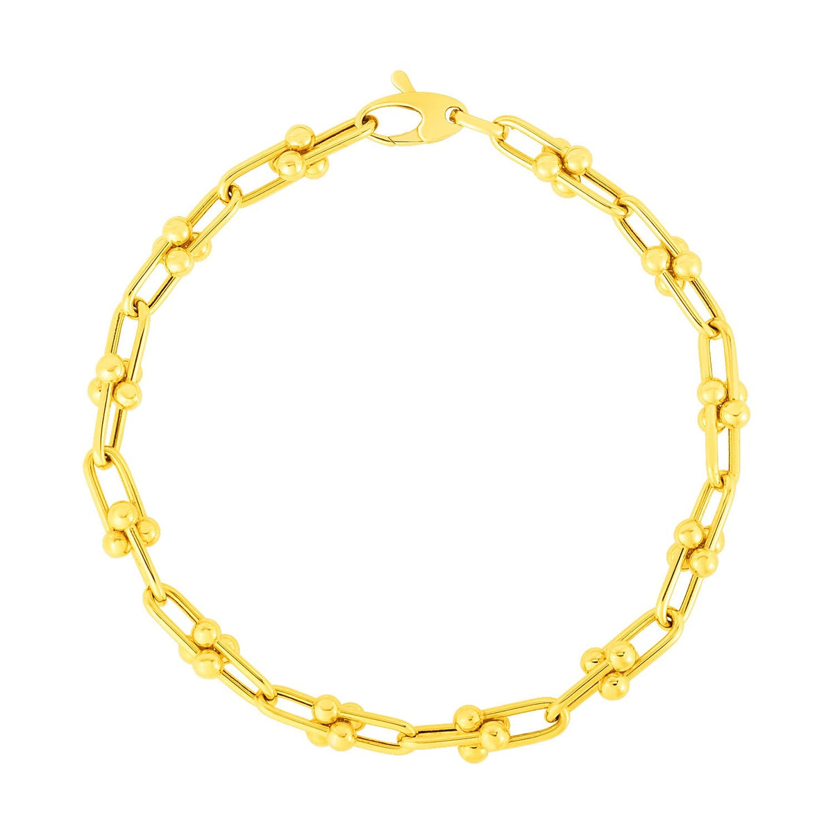 14k Yellow Gold 7 1/2 inch Jax Chain Bracelet - LinkagejewelrydesignLinkagejewelrydesign
