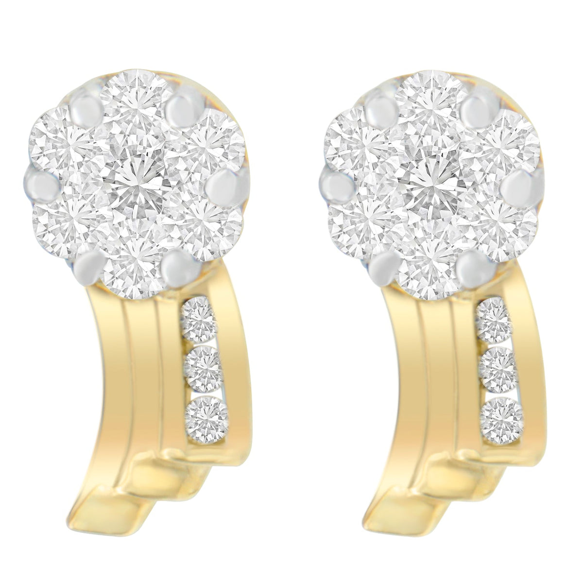 14K Yellow Gold 7/8 cttw Round Cut Diamond Earrings (I-J, SI1-SI2) - LinkagejewelrydesignLinkagejewelrydesign