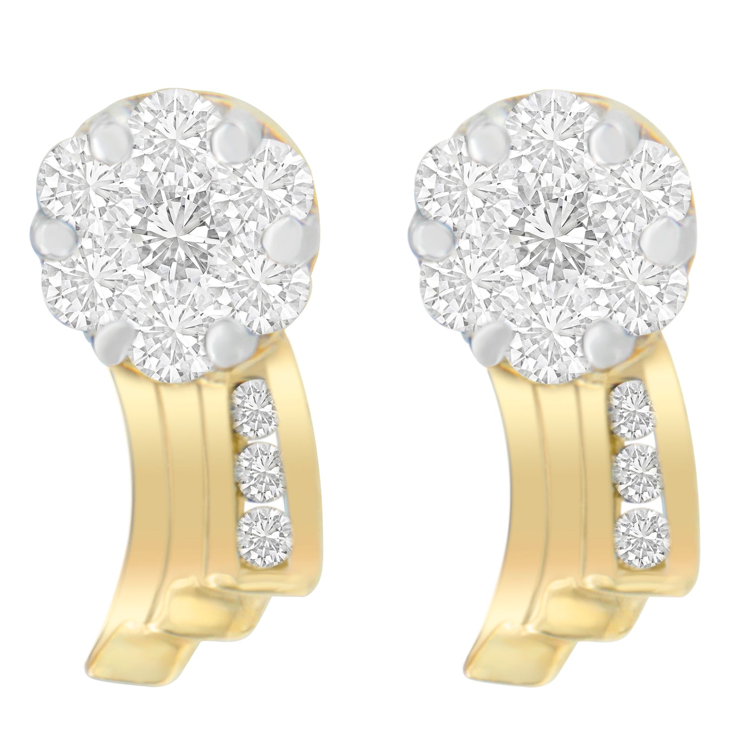 14K Yellow Gold 7/8 cttw Round Cut Diamond Earrings (I-J, SI1-SI2) - LinkagejewelrydesignLinkagejewelrydesign