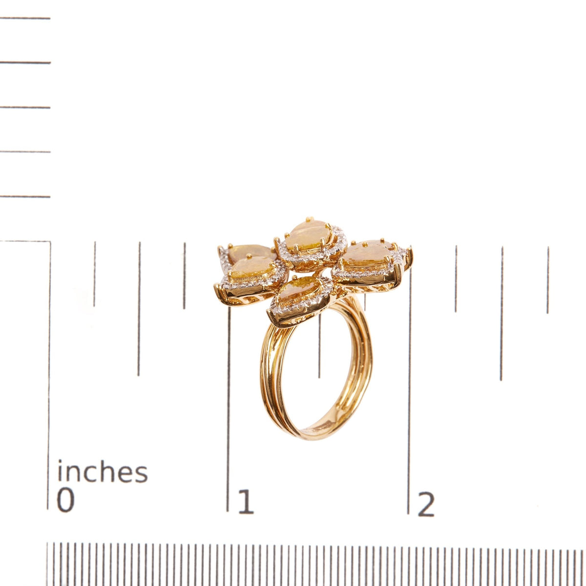 14K Yellow Gold 8 1/10 Cttw Yellow Rose Cut Diamond Floral Petal Cocktail Ring (Yellow/I-J Color, I1-I2 Clarity) - Size 7 - LinkagejewelrydesignLinkagejewelrydesign