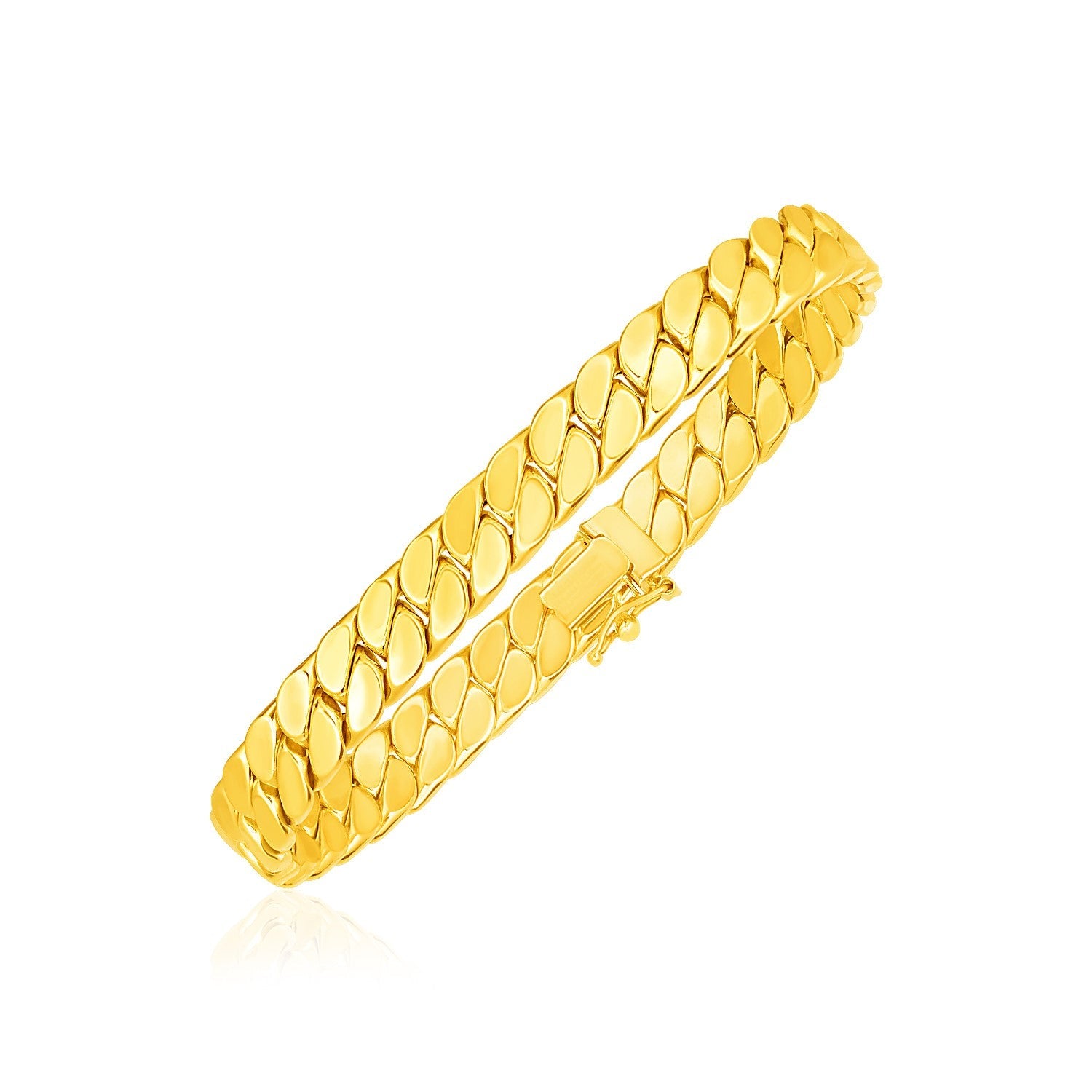 14k Yellow Gold 8 inch Mens Curb Chain Bracelet - LinkagejewelrydesignLinkagejewelrydesign