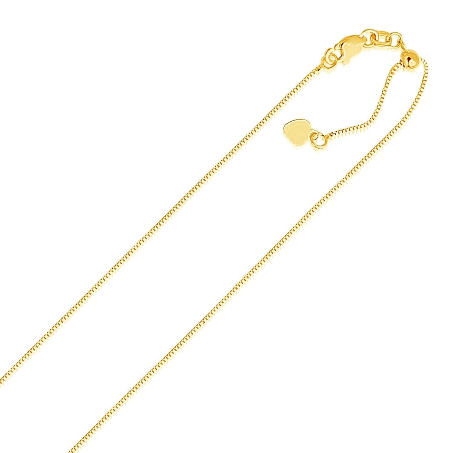 14k Yellow Gold Adjustable Box Chain 0.7mm - LinkagejewelrydesignLinkagejewelrydesign