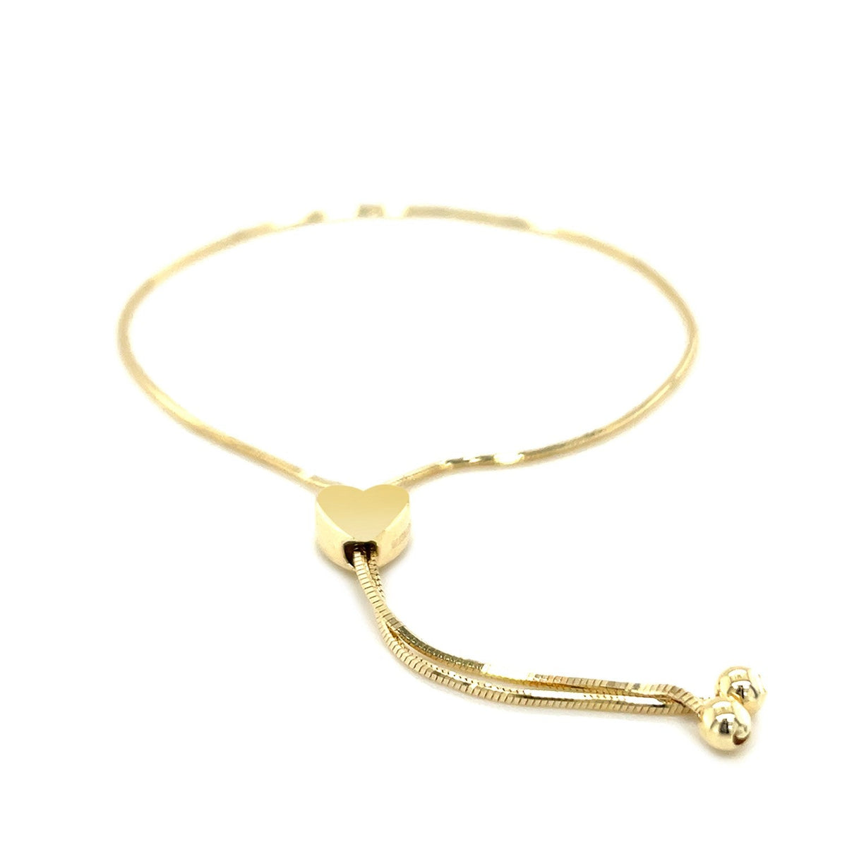 14k Yellow Gold Adjustable Lariat Style Heart Motif Bracelet - LinkagejewelrydesignLinkagejewelrydesign