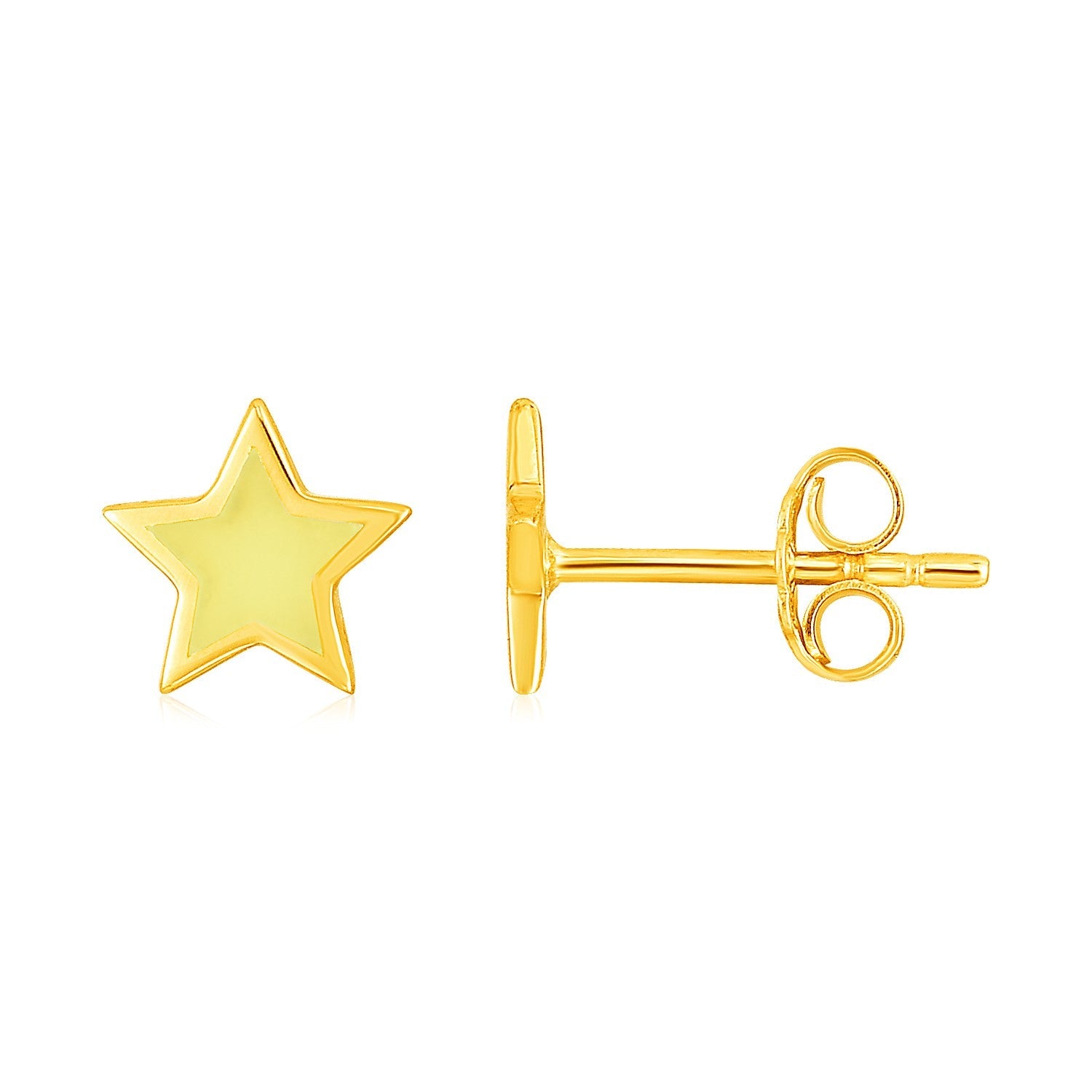 14k Yellow Gold and Enamel Yellow Star Stud Earrings - LinkagejewelrydesignLinkagejewelrydesign