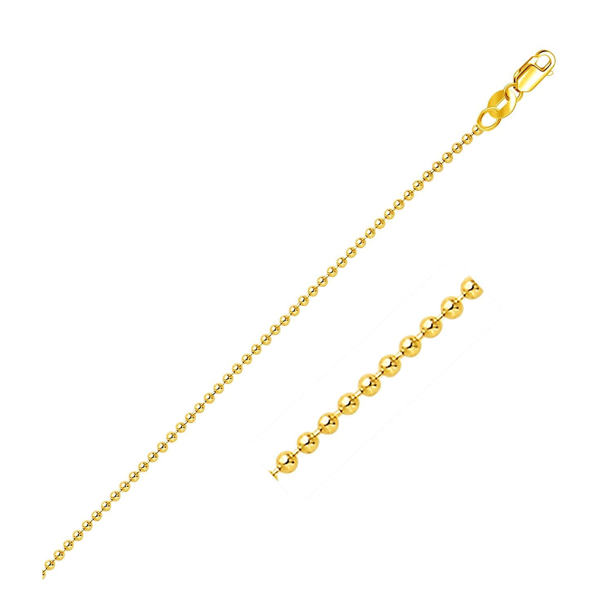 14k Yellow Gold Bead Chain 1.5mm - LinkagejewelrydesignLinkagejewelrydesign