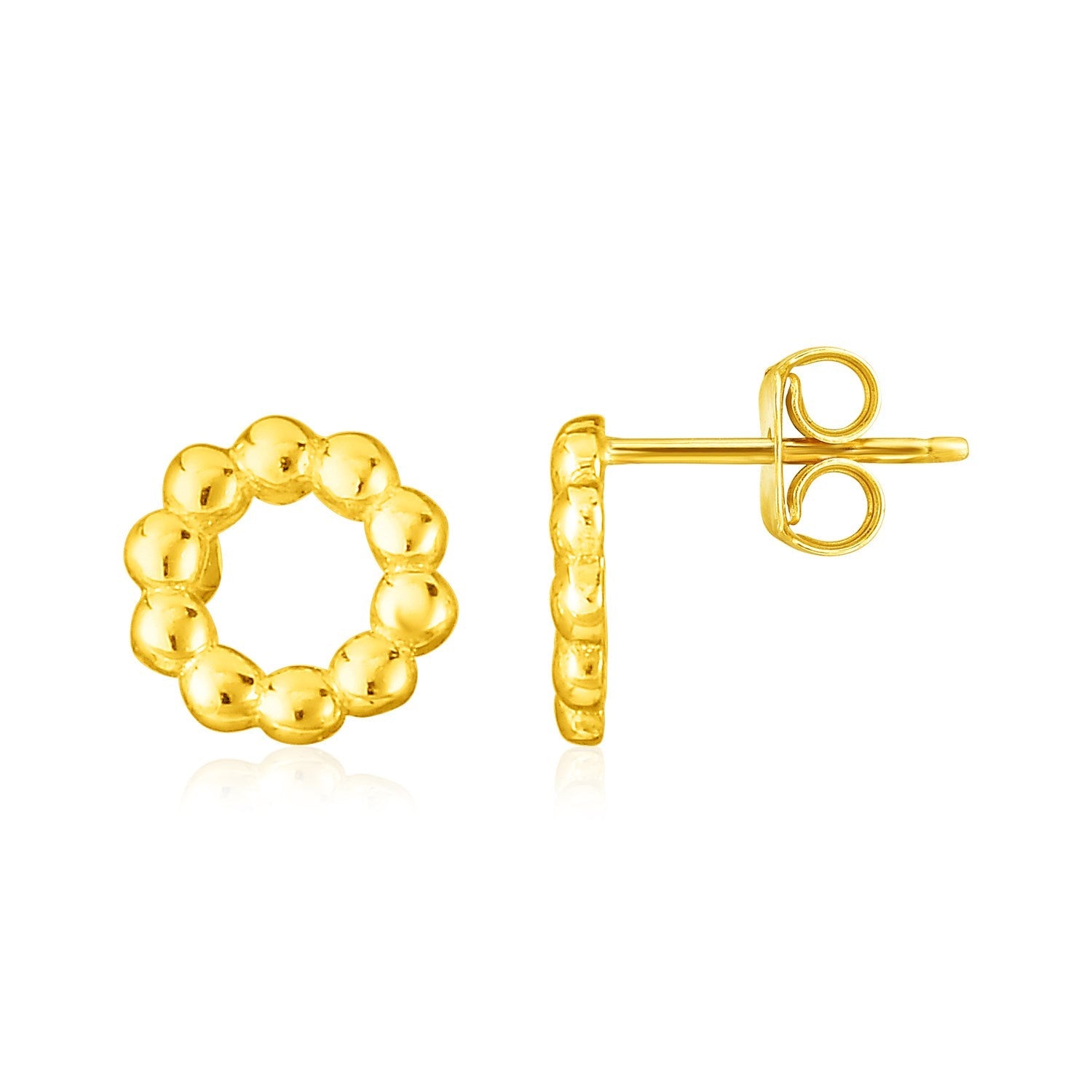 14K Yellow Gold Beaded Circle Earrings - LinkagejewelrydesignLinkagejewelrydesign
