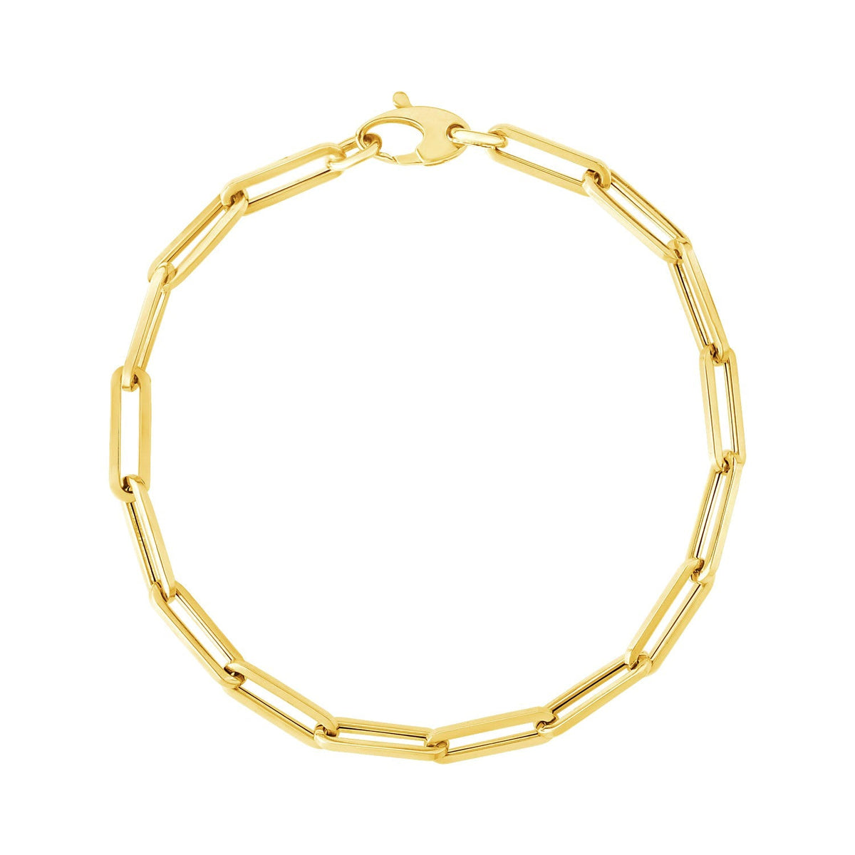 14K Yellow Gold Bold Paperclip Chain Bracelet - LinkagejewelrydesignLinkagejewelrydesign