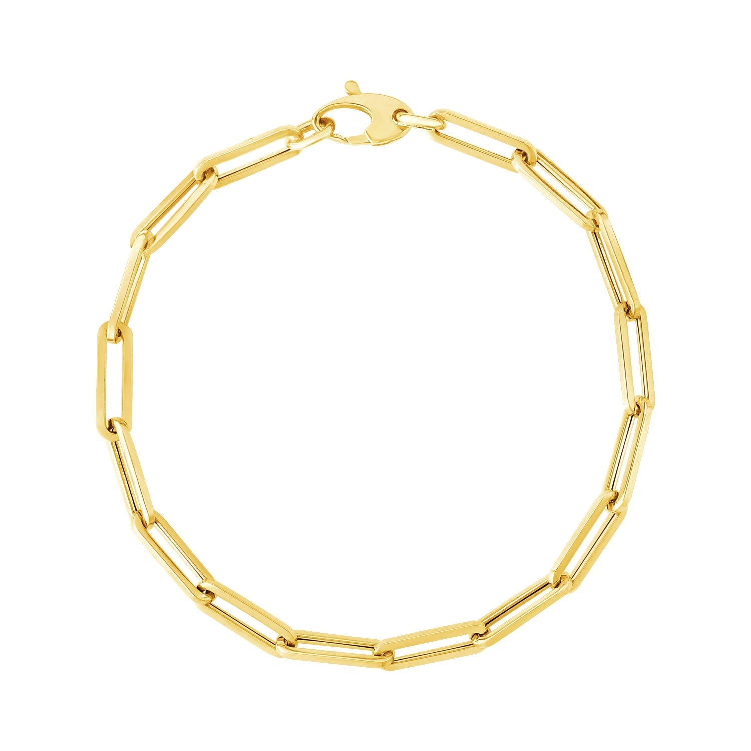 14K Yellow Gold Bold Paperclip Chain Bracelet - LinkagejewelrydesignLinkagejewelrydesign